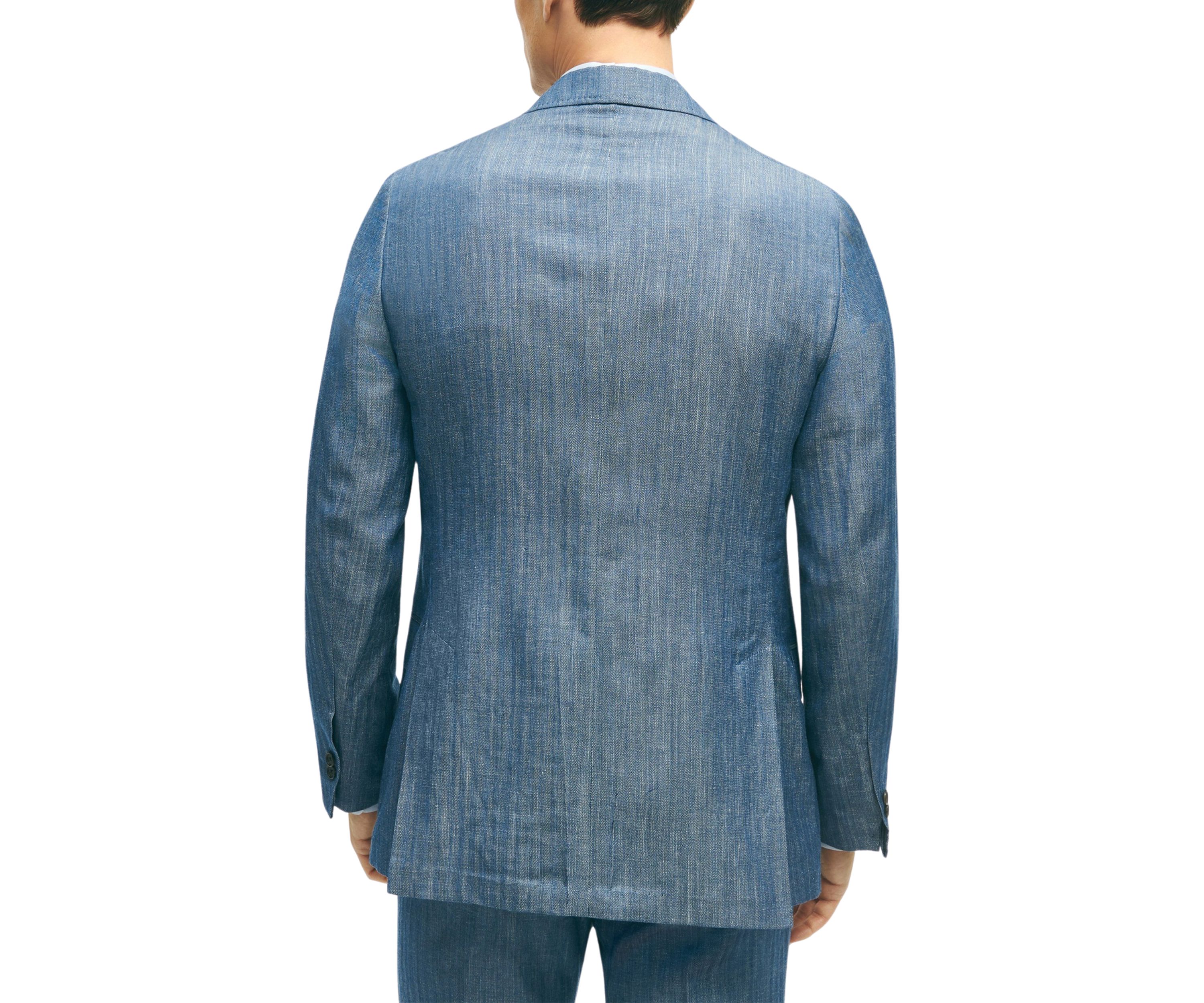 Regent Fit Wool Linen Herringbone Suit Jacket