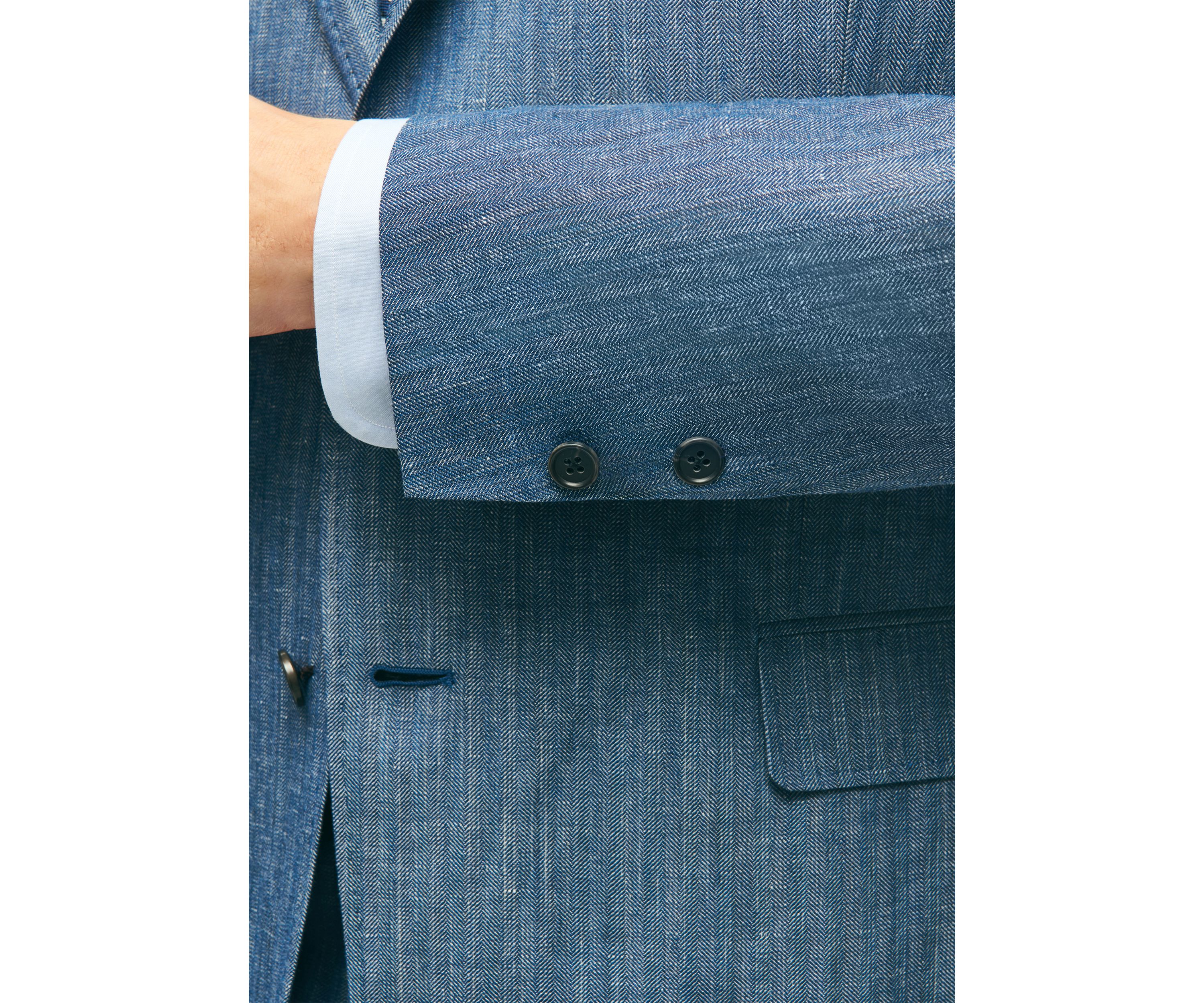 Regent Fit Wool Linen Herringbone Suit Jacket