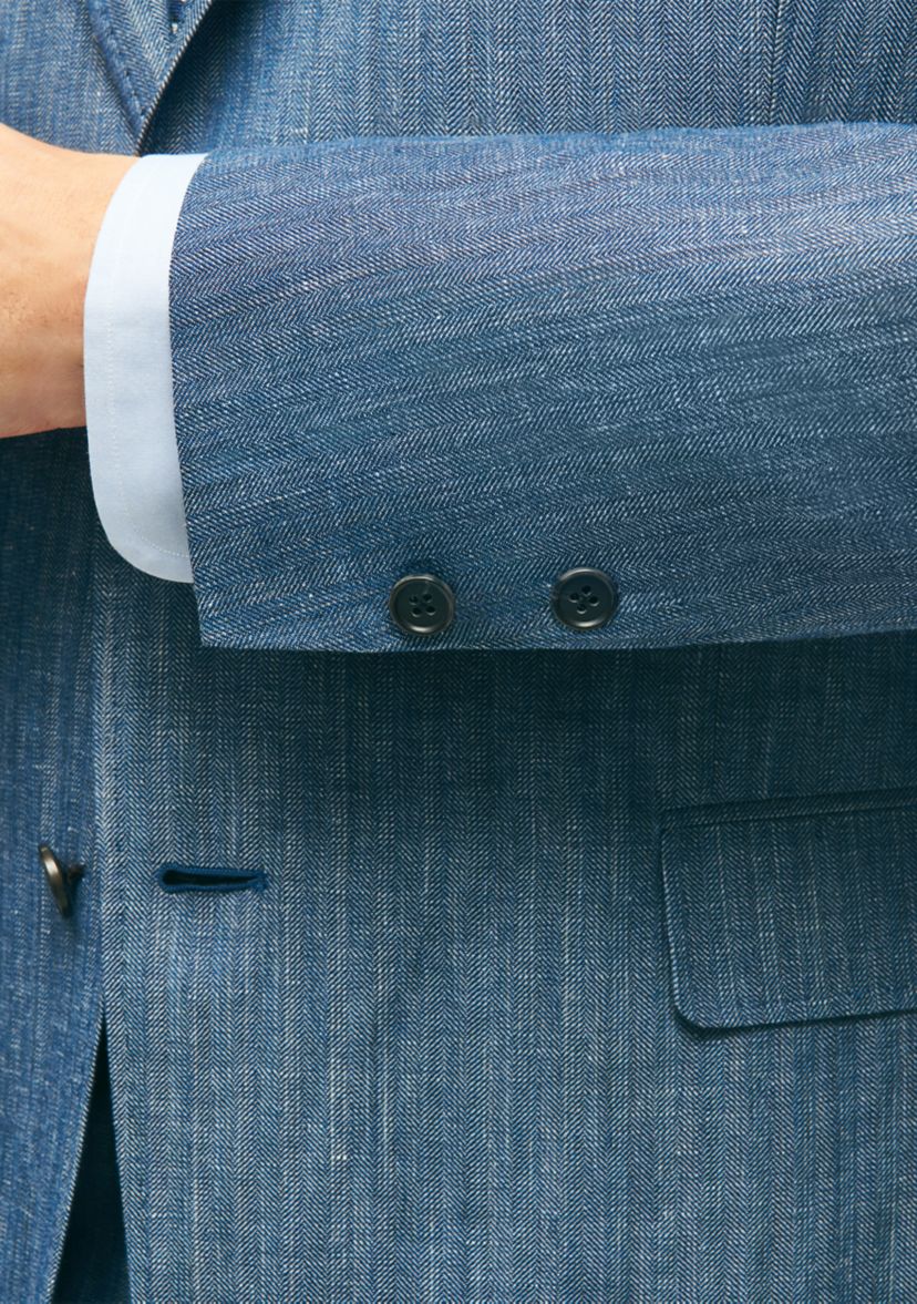 Regent Fit Wool Linen Herringbone Suit Jacket