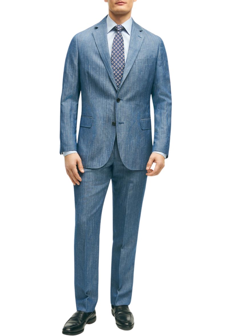 Regent Fit Wool Linen Herringbone Suit Jacket