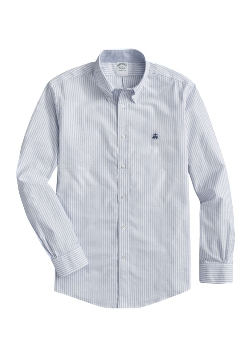 Mens Stretch Non Iron Oxford Button Down Collar Bengal Stripe Sport Shirt