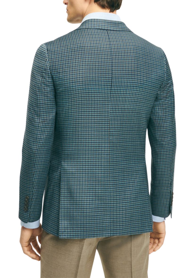 Mens Classic Fit Wool Hopsack Plaid Sport Coat