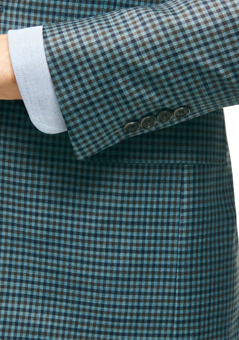 Mens Classic Fit Wool Hopsack Plaid Sport Coat
