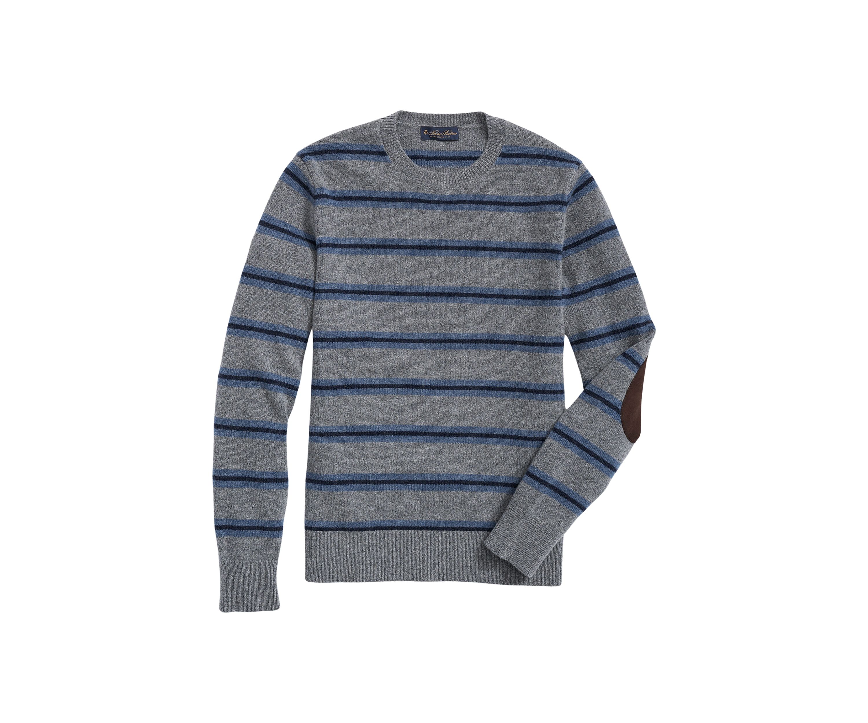 Mens Lambswool Crew Neck Belt Stripe Sweater