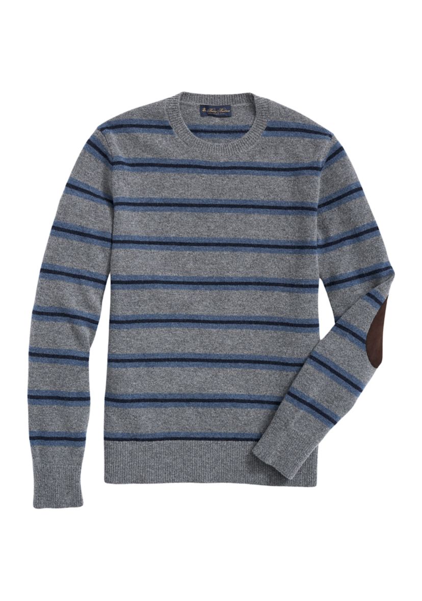 Mens Lambswool Crew Neck Belt Stripe Sweater