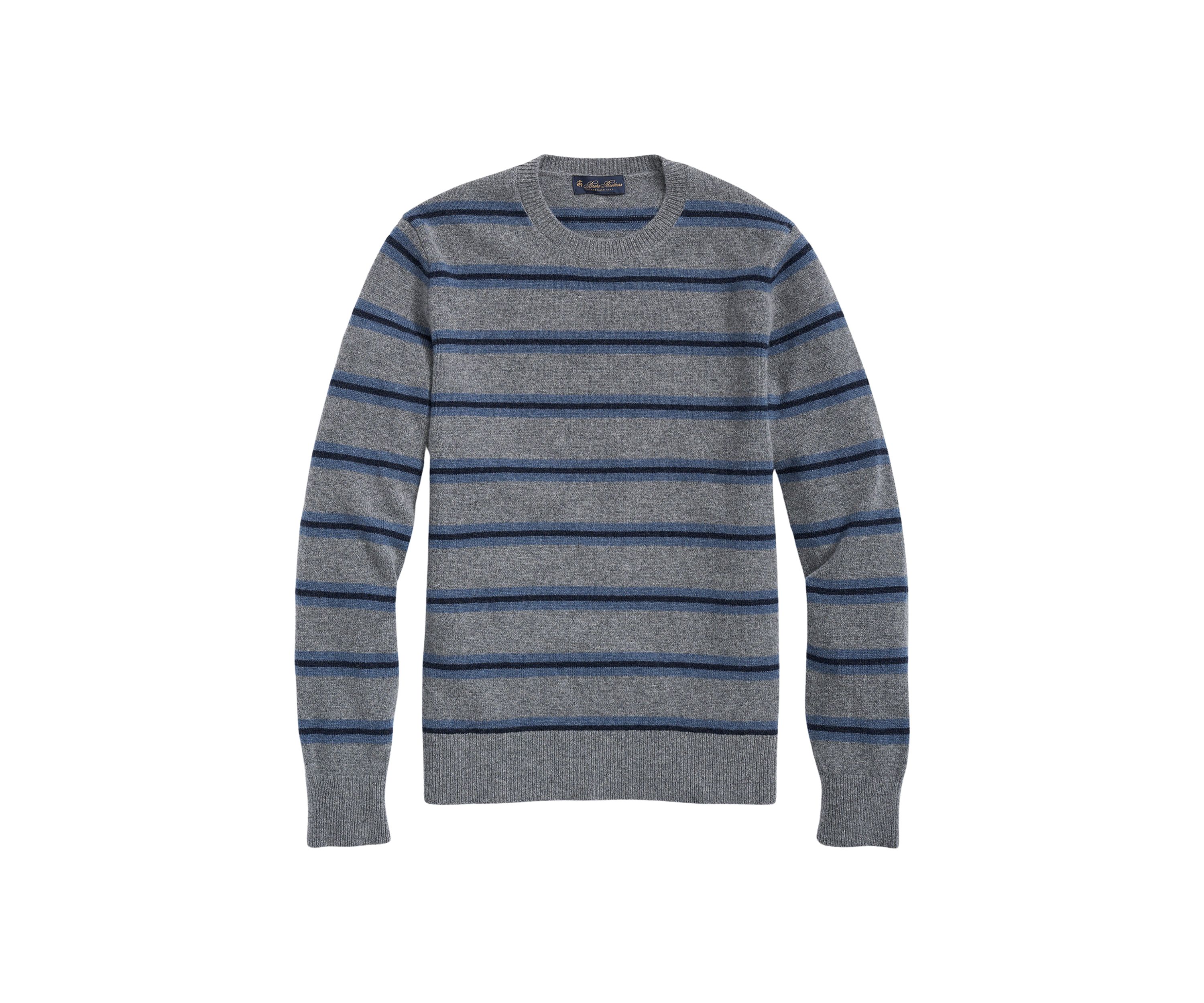 Mens Lambswool Crew Neck Belt Stripe Sweater