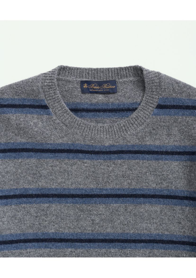 Mens Lambswool Crew Neck Belt Stripe Sweater