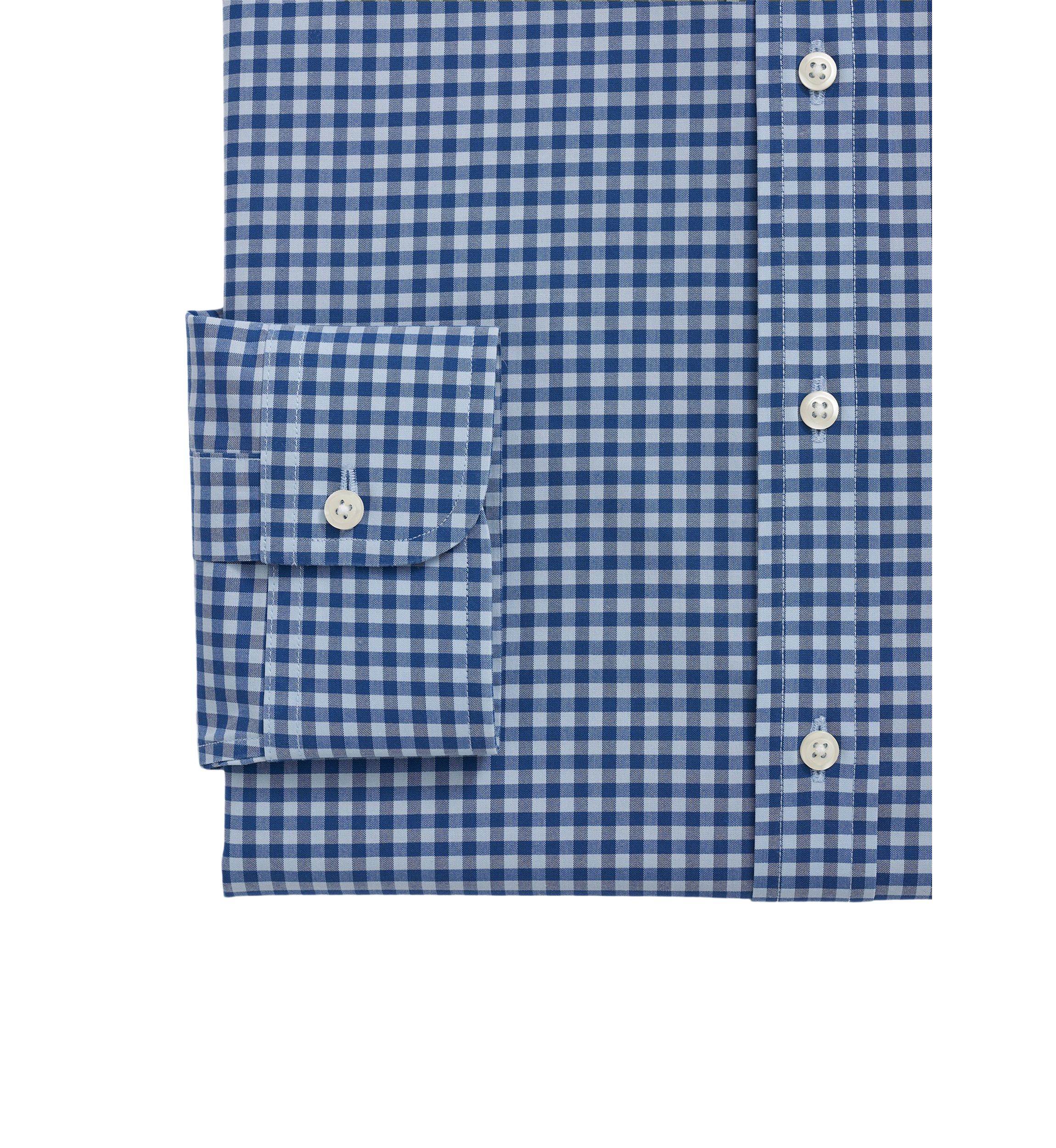 Mens Stretch Supima Cotton Non Iron Poplin English Spread Collar Gingham Dress Shirt