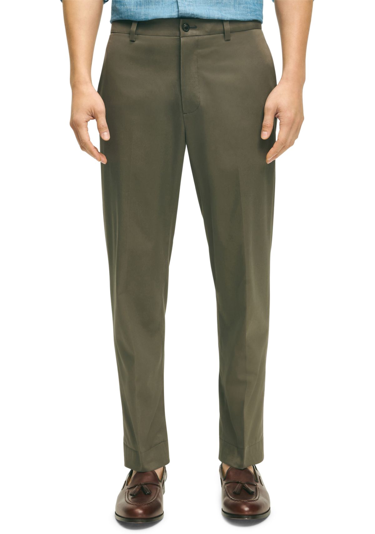 Brooks Brothers Regular Fit Stretch Cotton Gabardine Comfort Chino Uomo Pantaloni Casual White 36 158101200