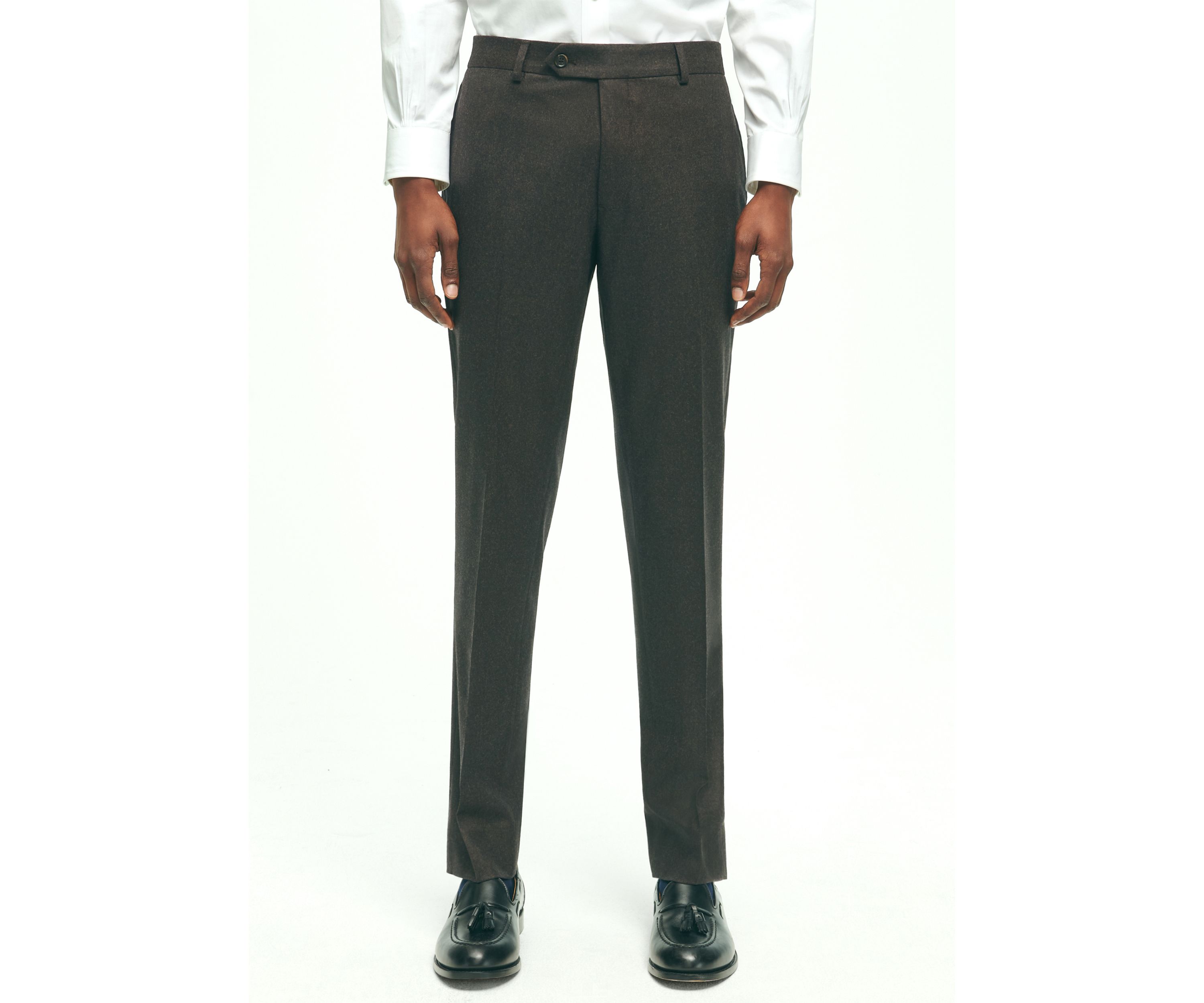 Mens Slim Fit Wool Flannel Dress Pants
