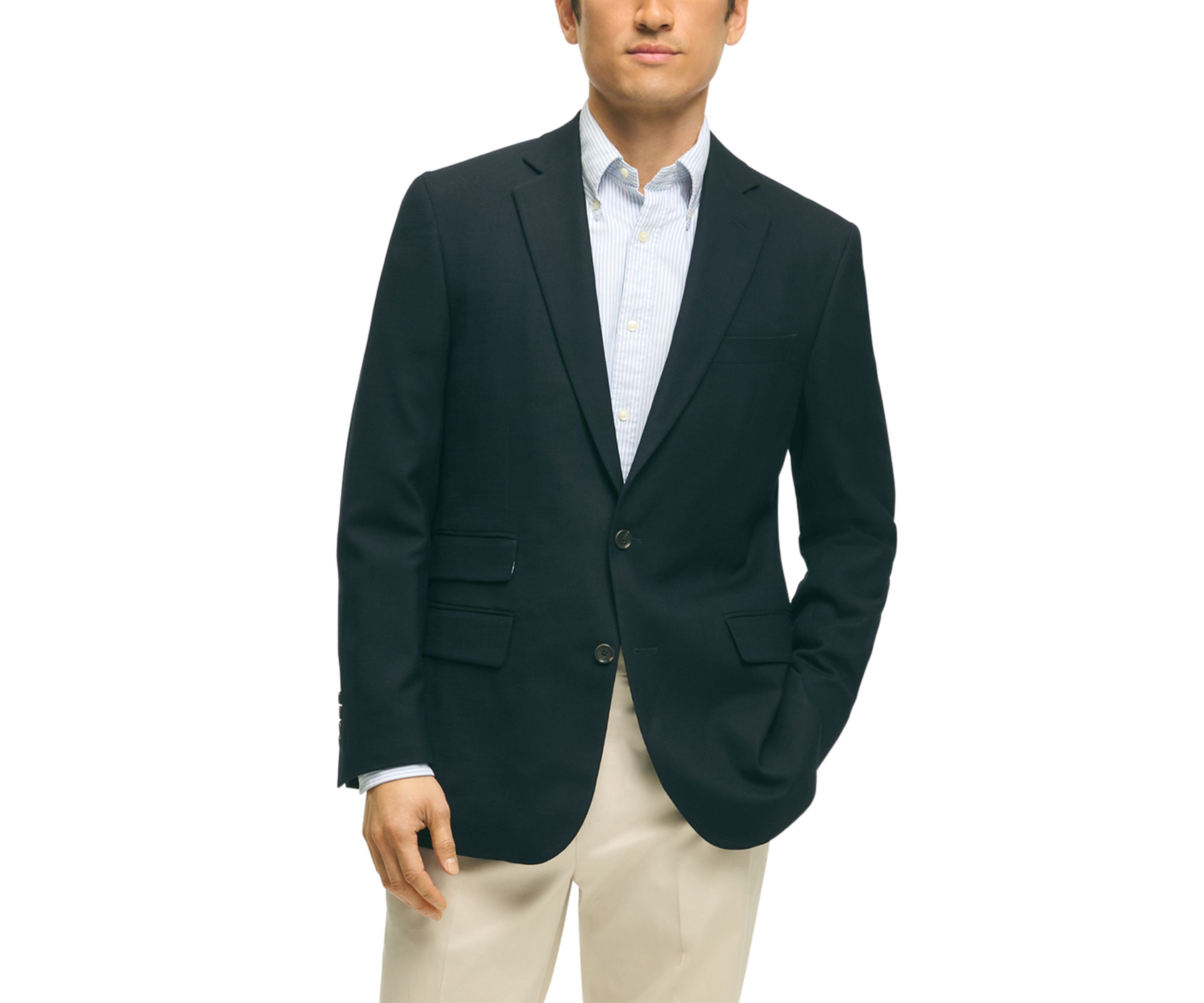 Classic Fit Stretch Wool Hopsack Blazer