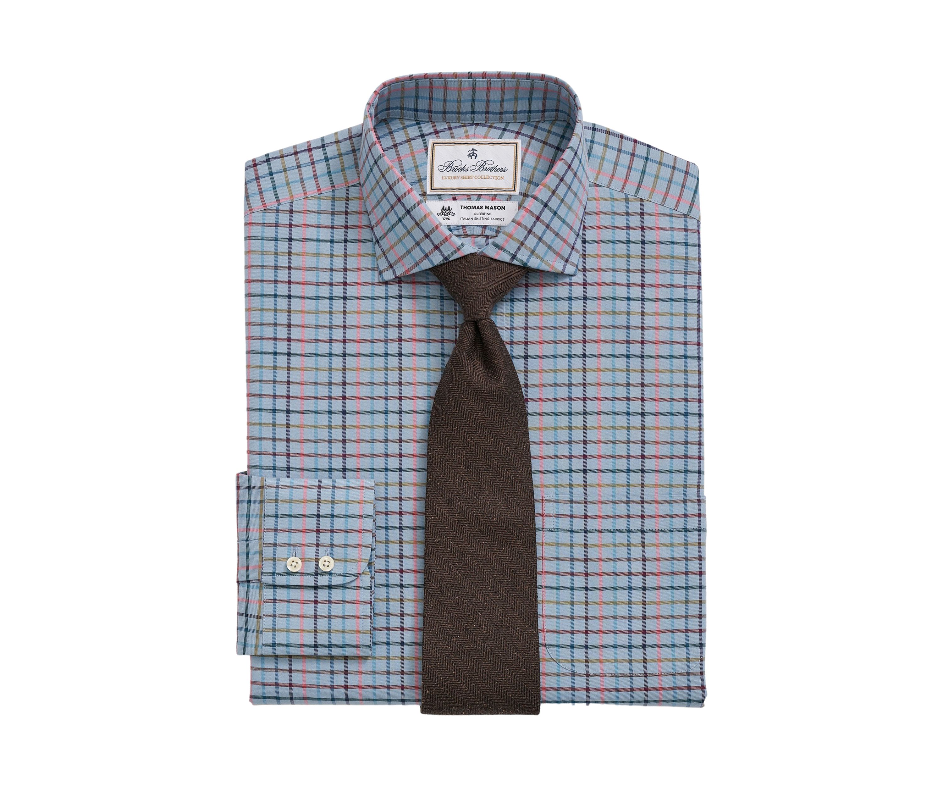 Mens X Thomas Mason Cotton Twill Londoner Collar Checked Dress Shirt