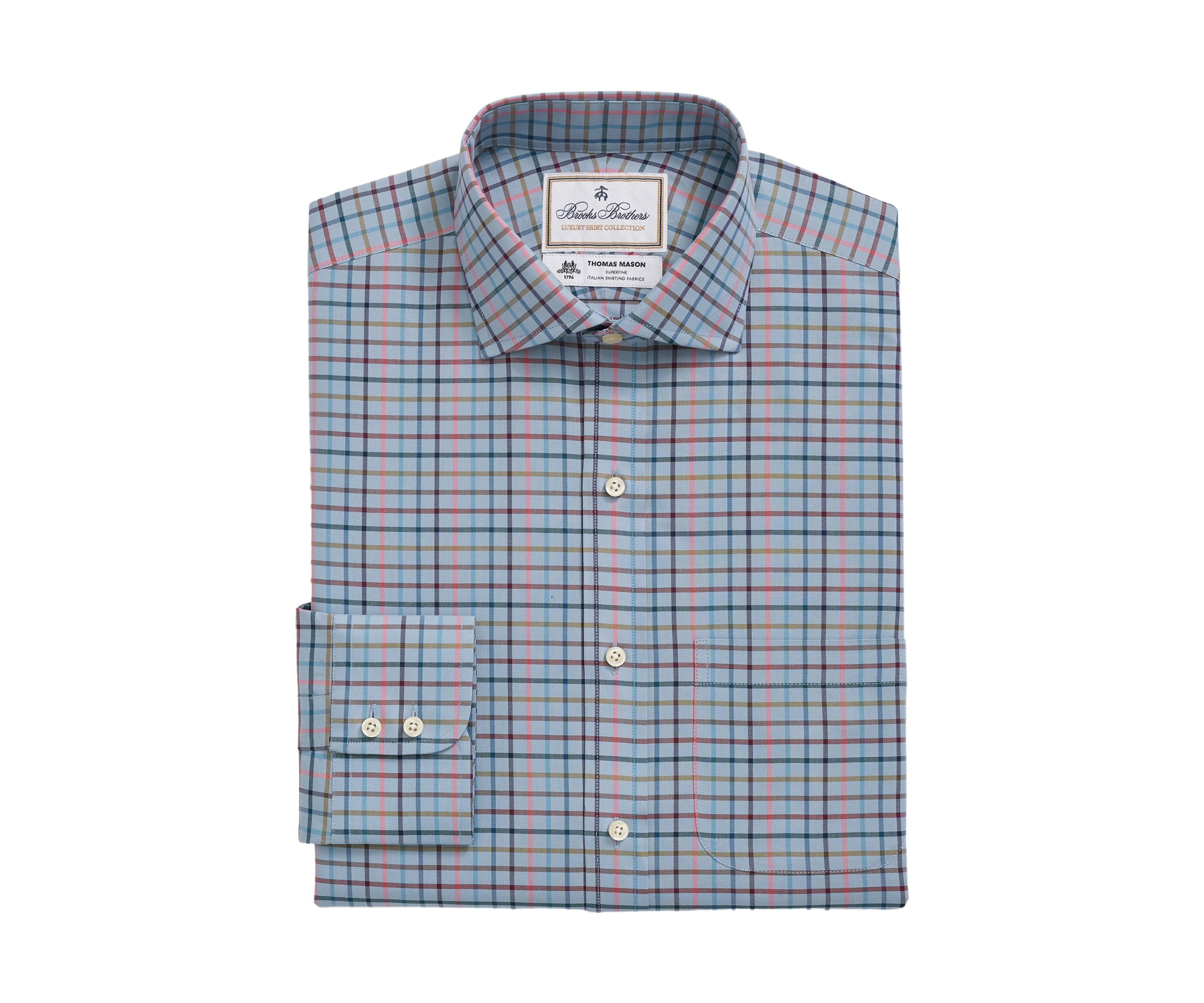 Mens X Thomas Mason Cotton Twill Londoner Collar Checked Dress Shirt