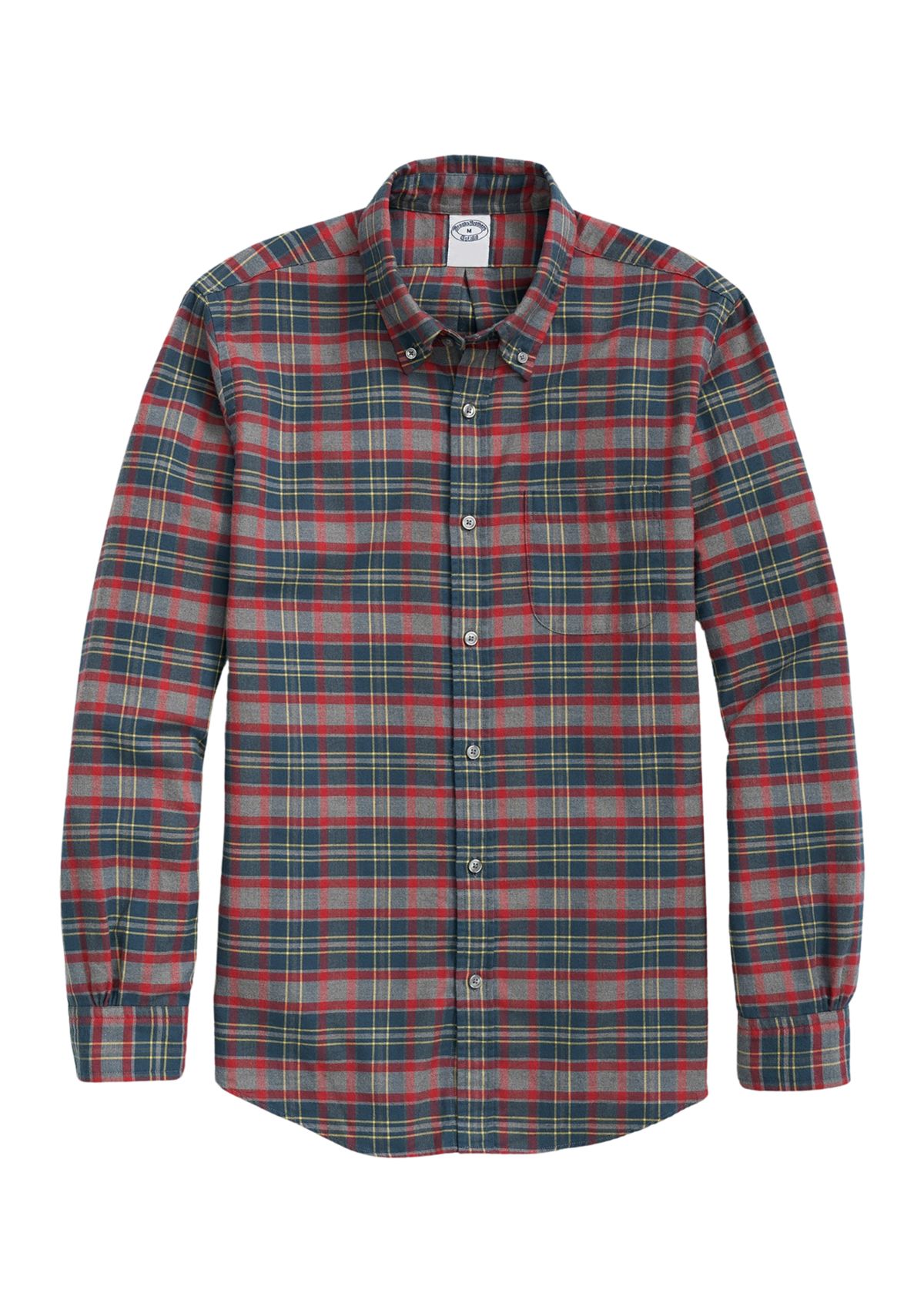 Mens Portuguese Flannel Polo Button Down Collar Plaid Shirt