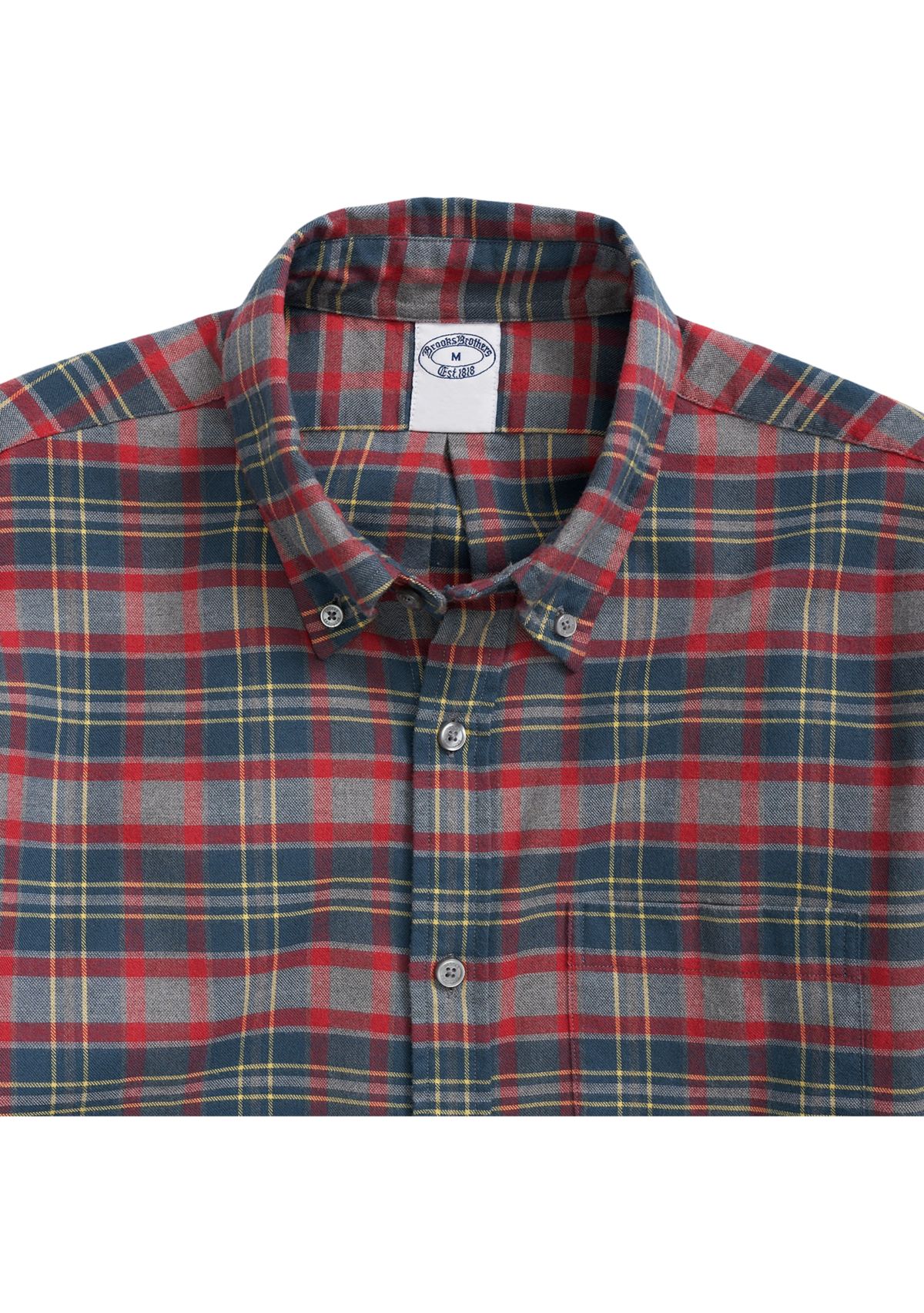 Mens Portuguese Flannel Polo Button Down Collar Plaid Shirt