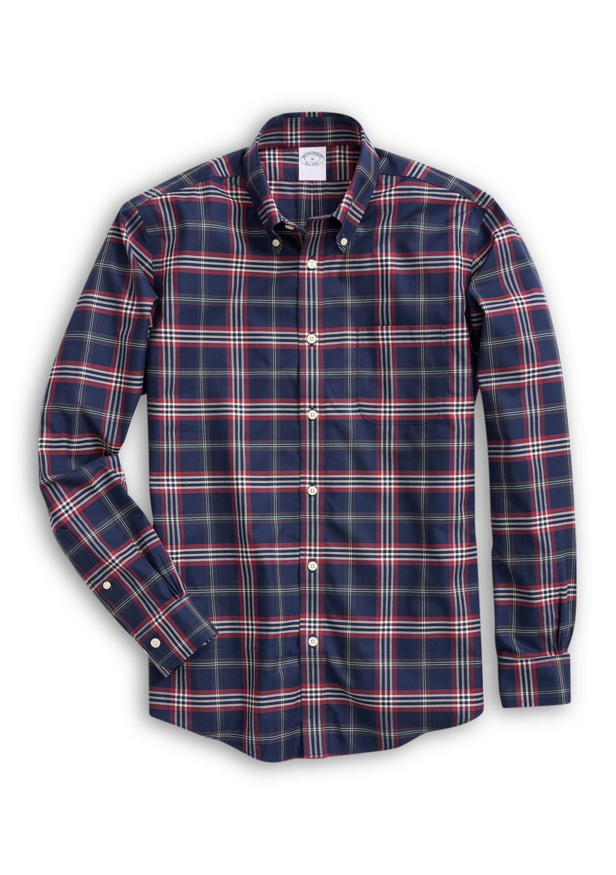 Stretch Supima Cotton Non-Iron Twill Polo Button Down Collar, Tartan Shirt