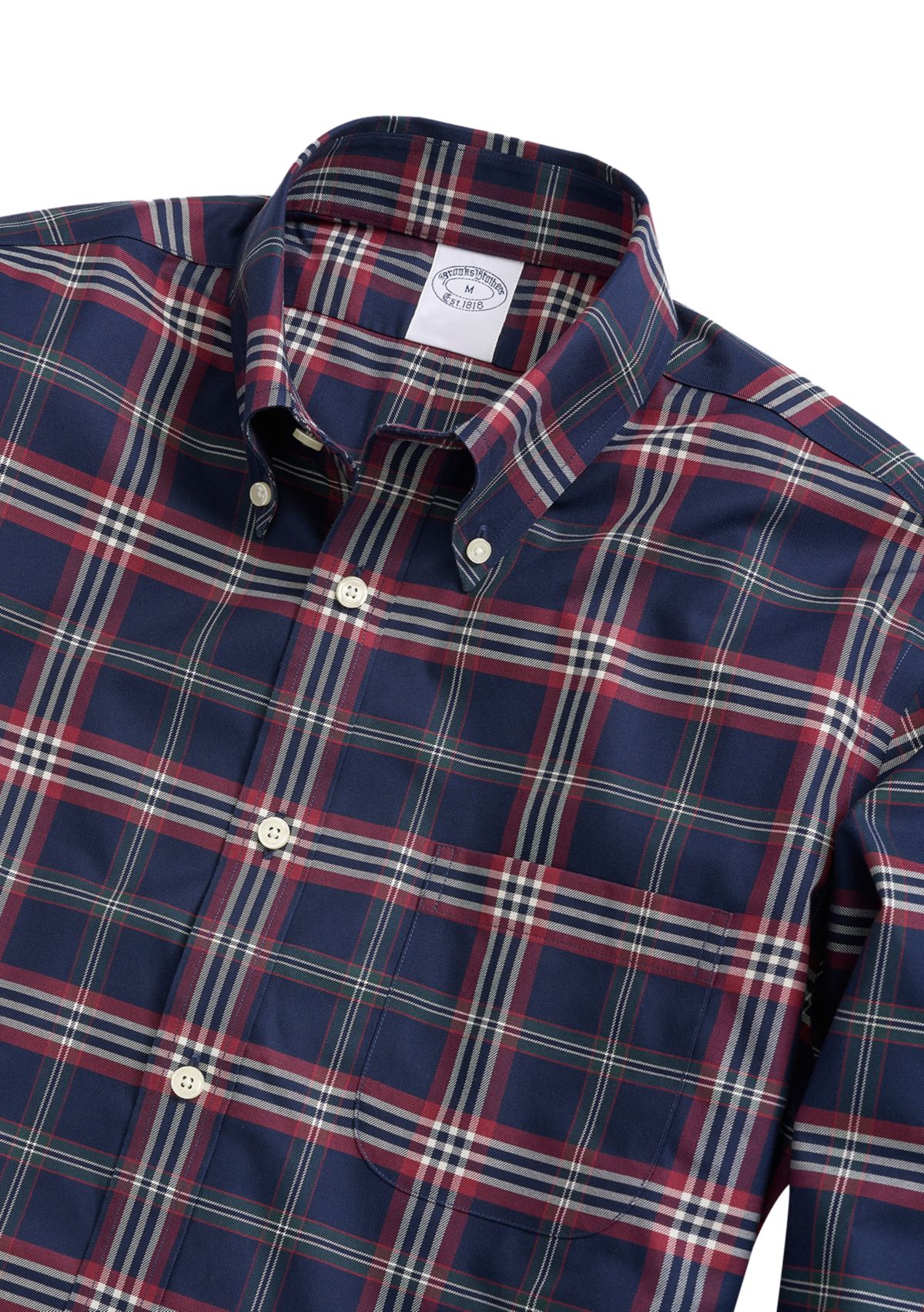Stretch Supima Cotton Non-Iron Twill Polo Button Down Collar, Tartan Shirt