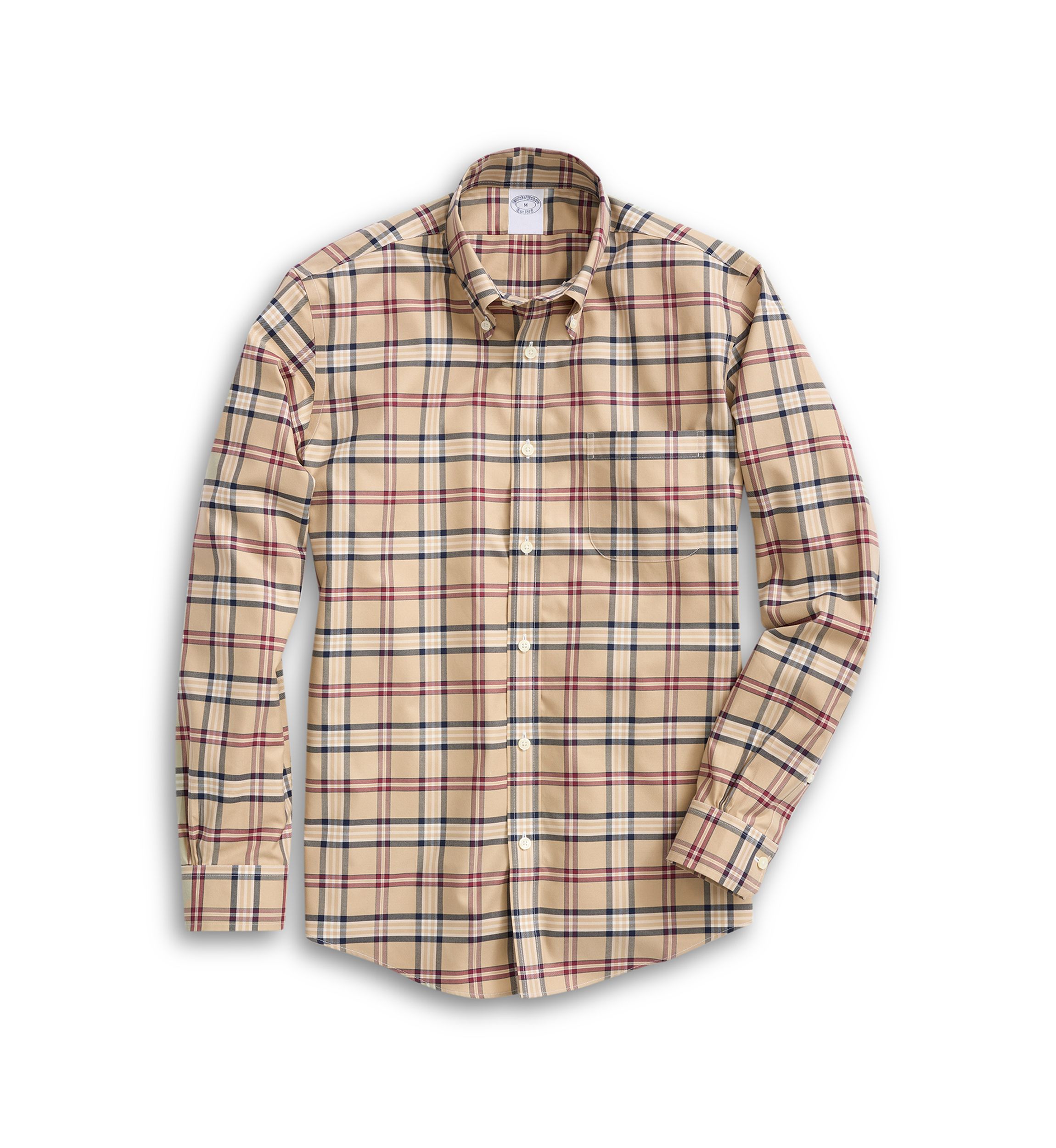 Stretch Supima Cotton Non-Iron Twill Polo Button Down Collar, Tartan Shirt