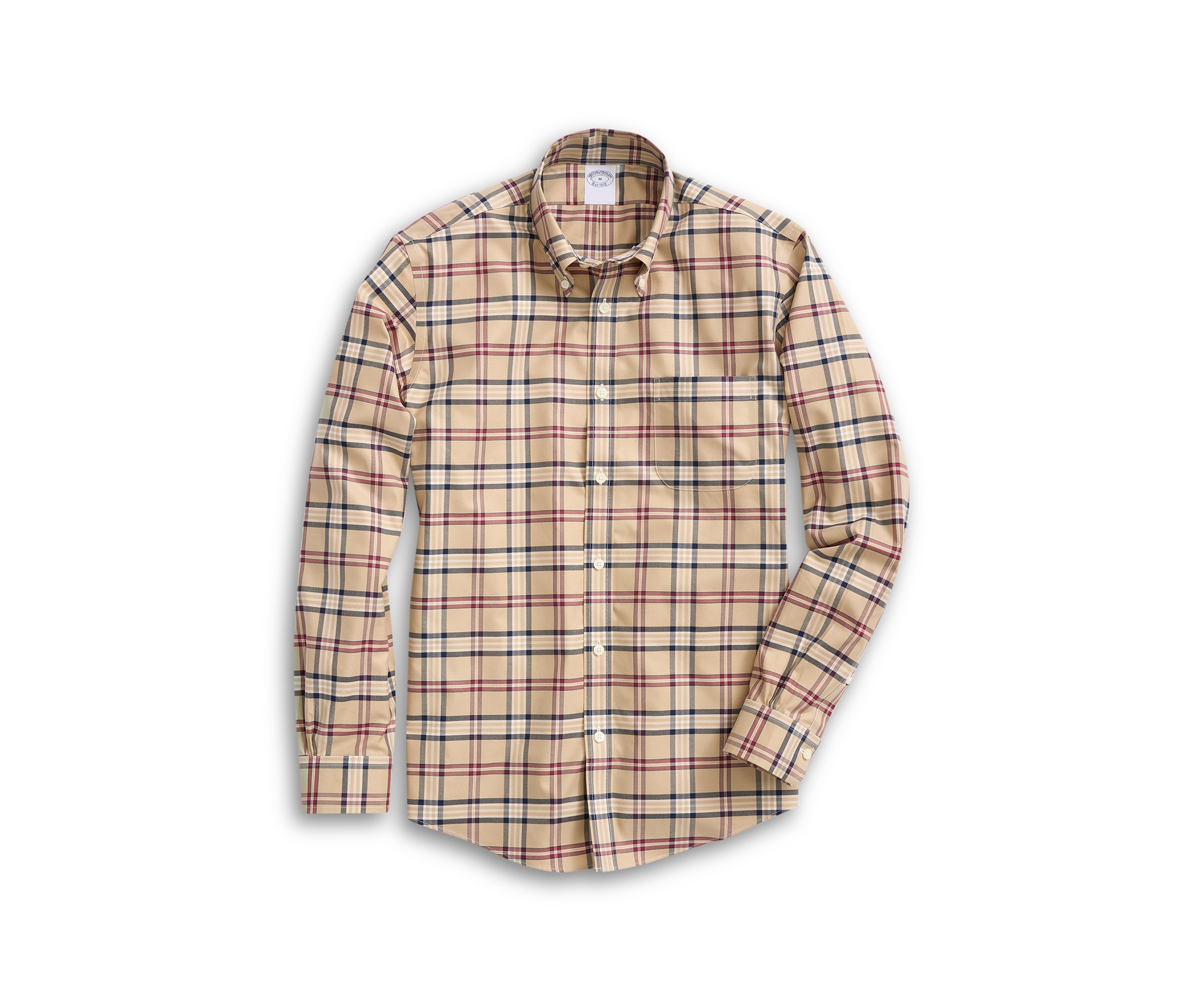 Stretch Supima Cotton Non-Iron Twill Polo Button Down Collar, Tartan Shirt