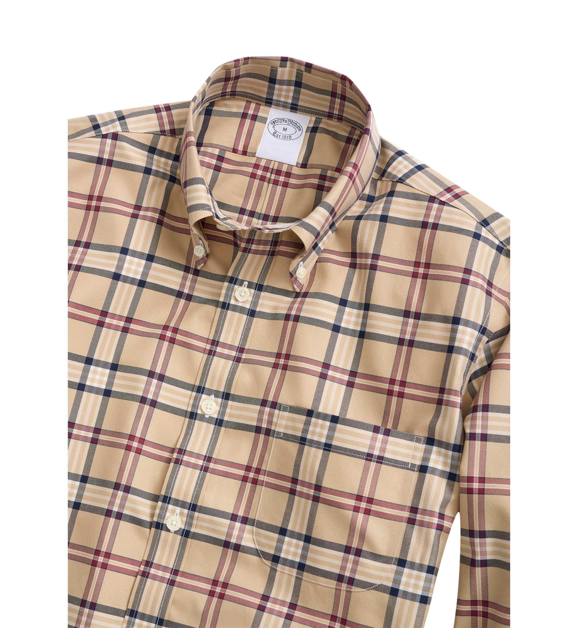 Stretch Supima Cotton Non-Iron Twill Polo Button Down Collar, Tartan Shirt