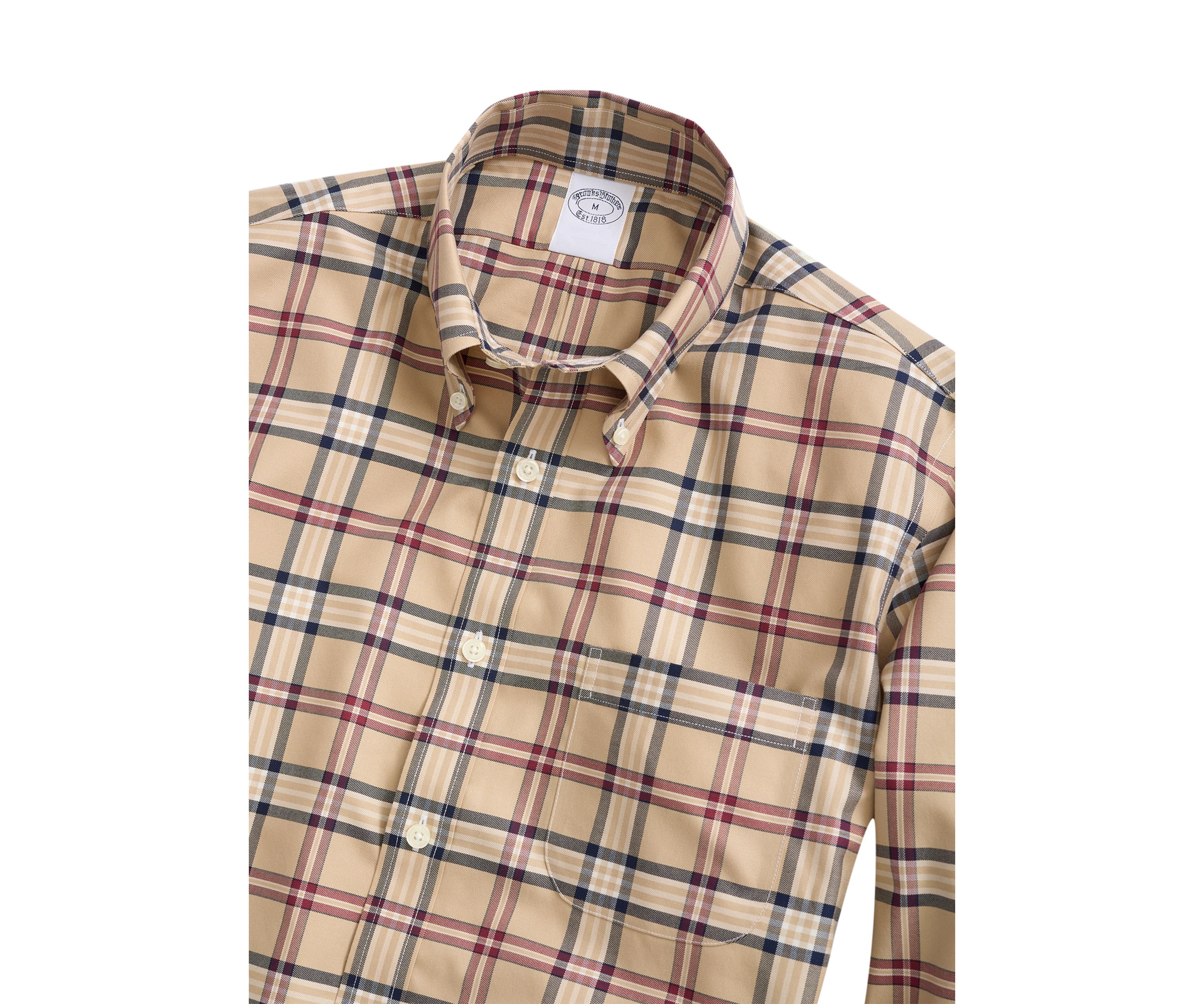 Stretch Supima Cotton Non-Iron Twill Polo Button Down Collar, Tartan Shirt