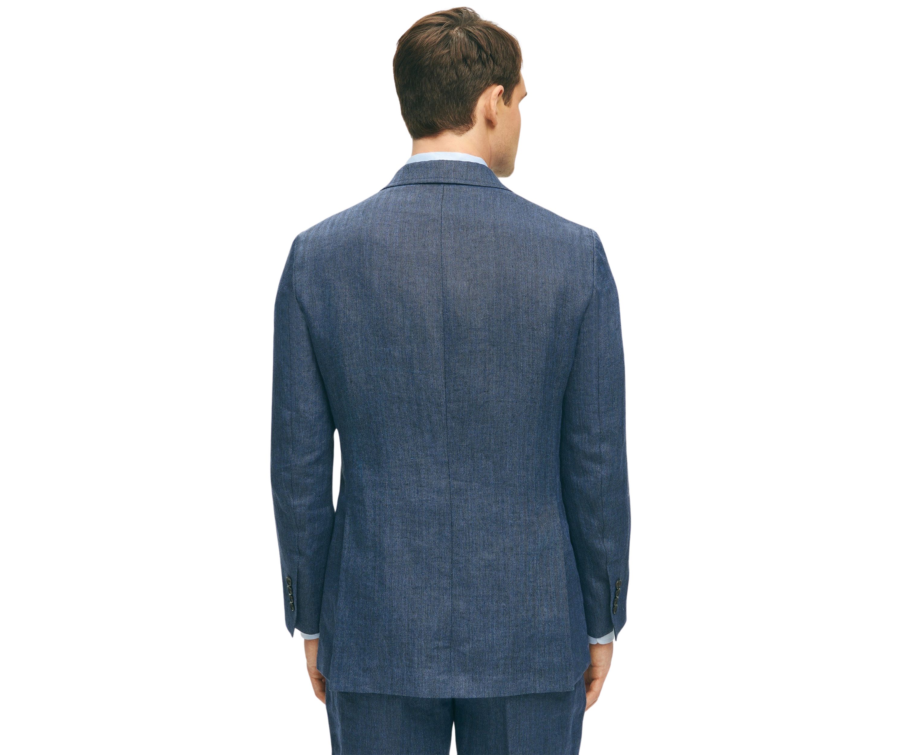 Slim Fit Linen Blend Herringbone Suit Separate Jacket