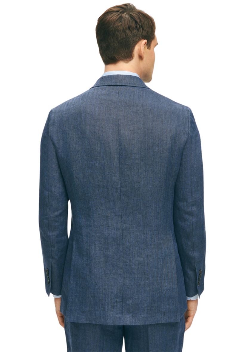 Slim Fit Linen Blend Herringbone Suit Separate Jacket