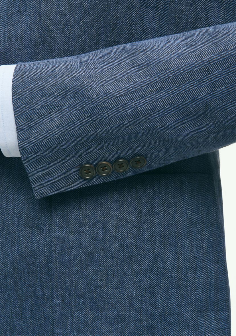 Slim Fit Linen Blend Herringbone Suit Separate Jacket