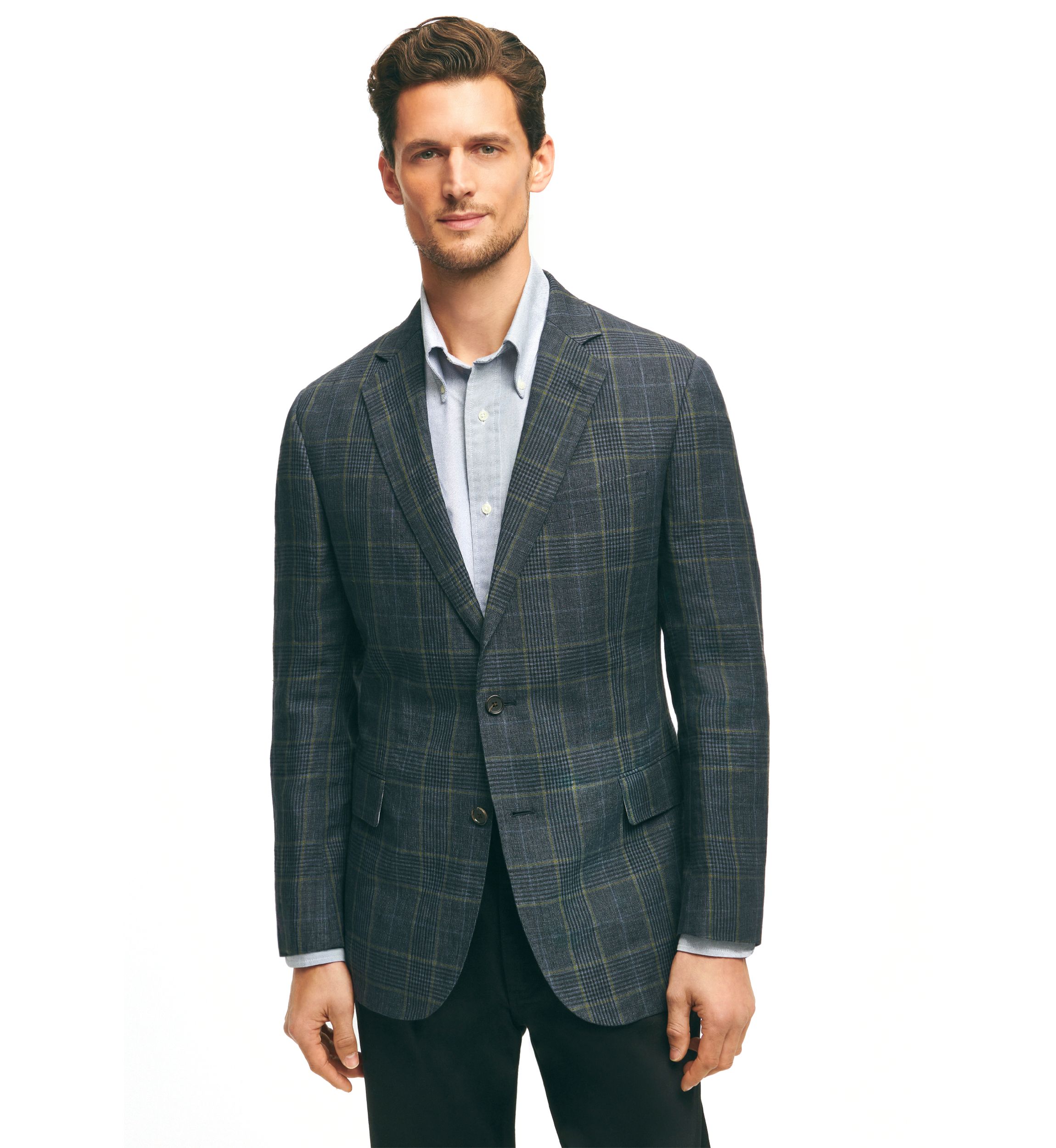 Mens Classic Fit Linen Check Sportcoat
