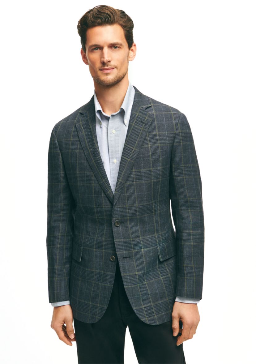 Mens Classic Fit Linen Check Sportcoat