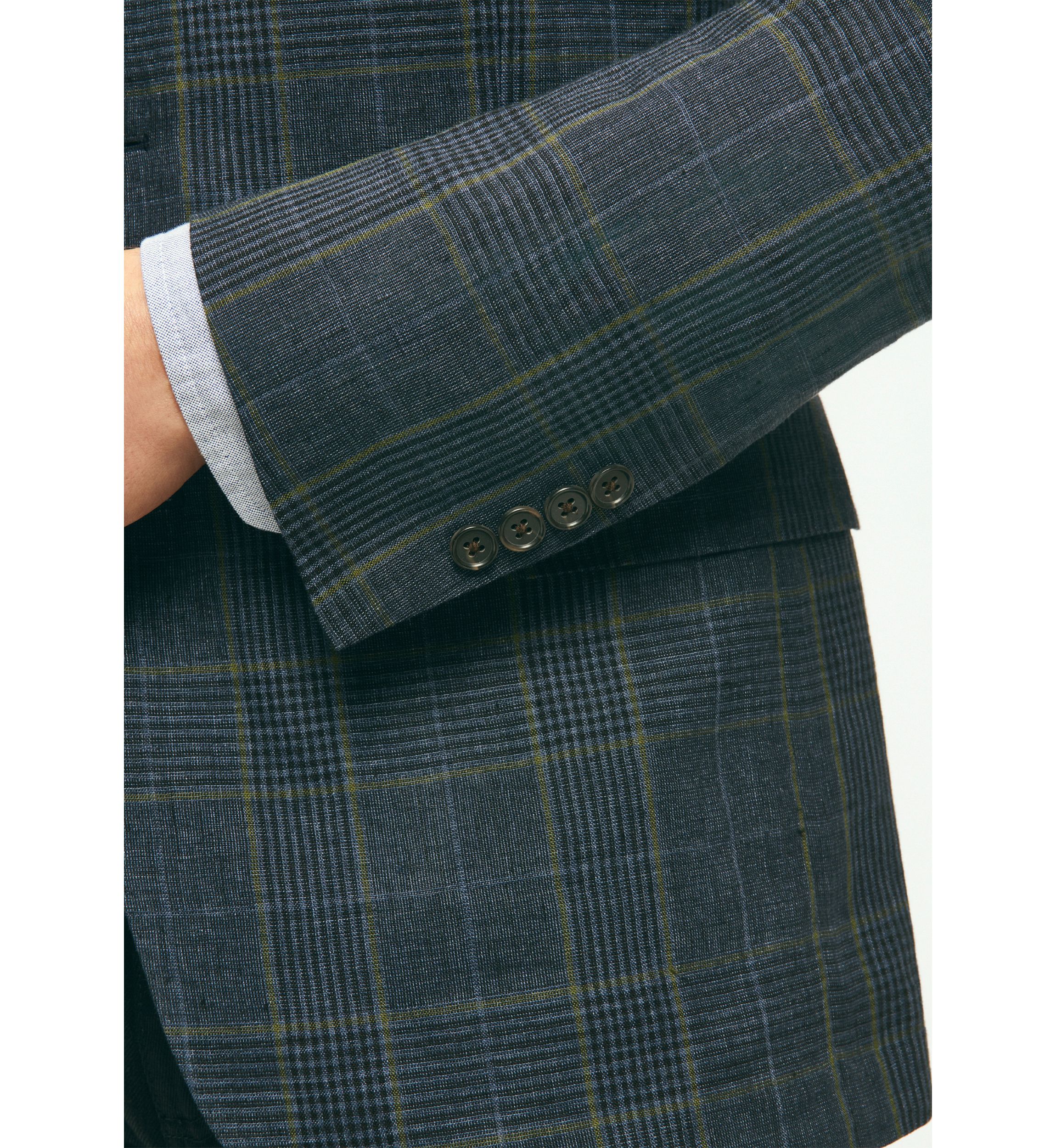 Mens Classic Fit Linen Check Sportcoat