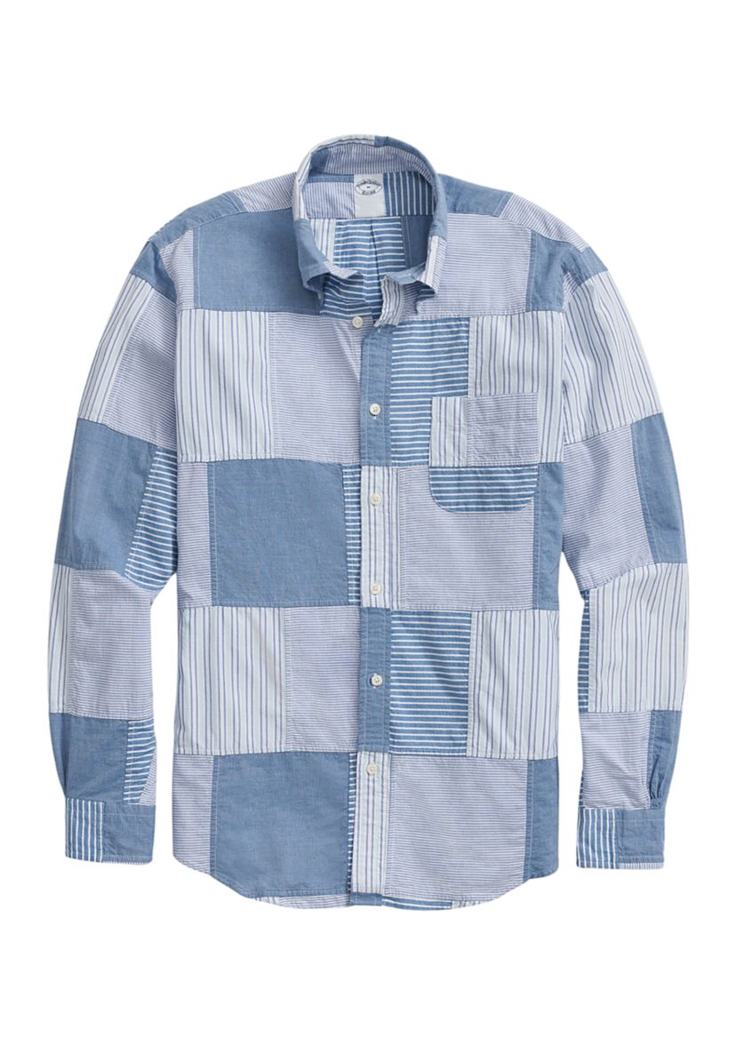   Cotton Madras Button-Down Collar Sport Shirt 