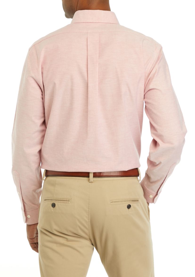 Mens Stretch Non Iron Oxford Polo Button Down Collar Shirt