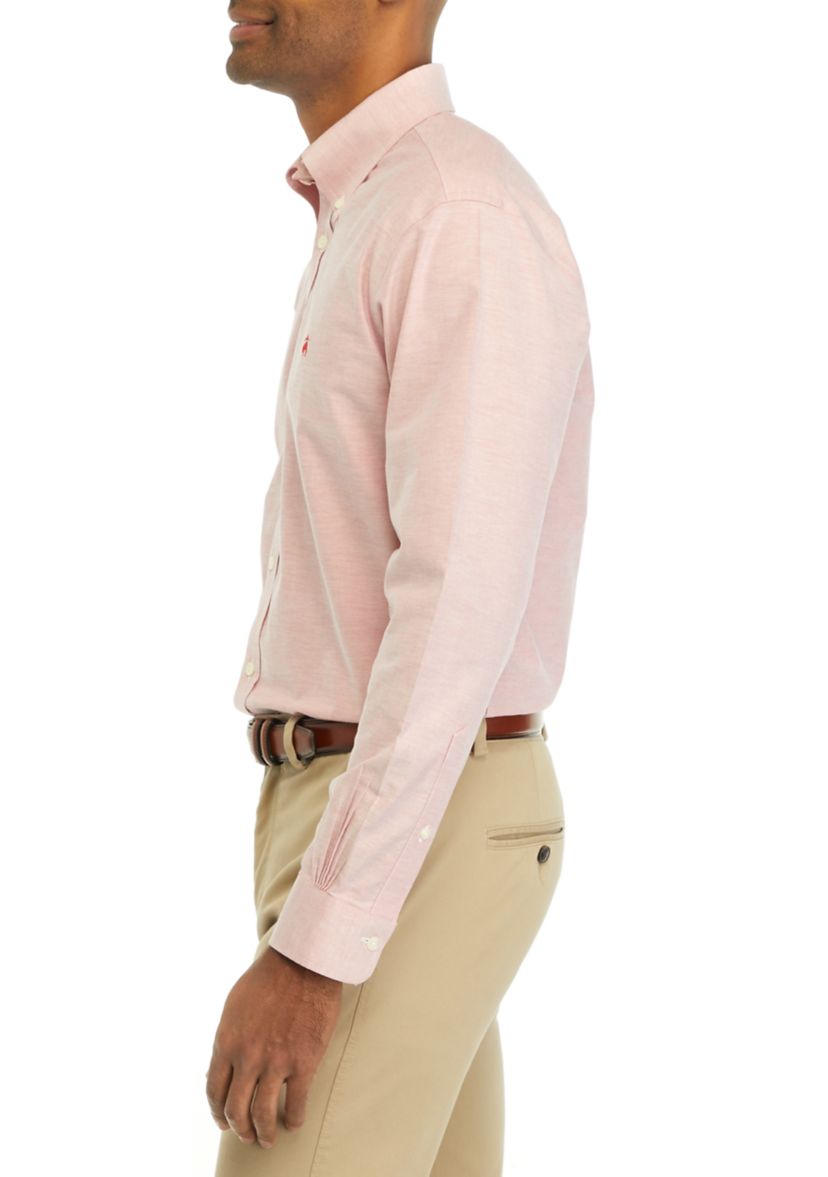 Mens Stretch Non Iron Oxford Polo Button Down Collar Shirt