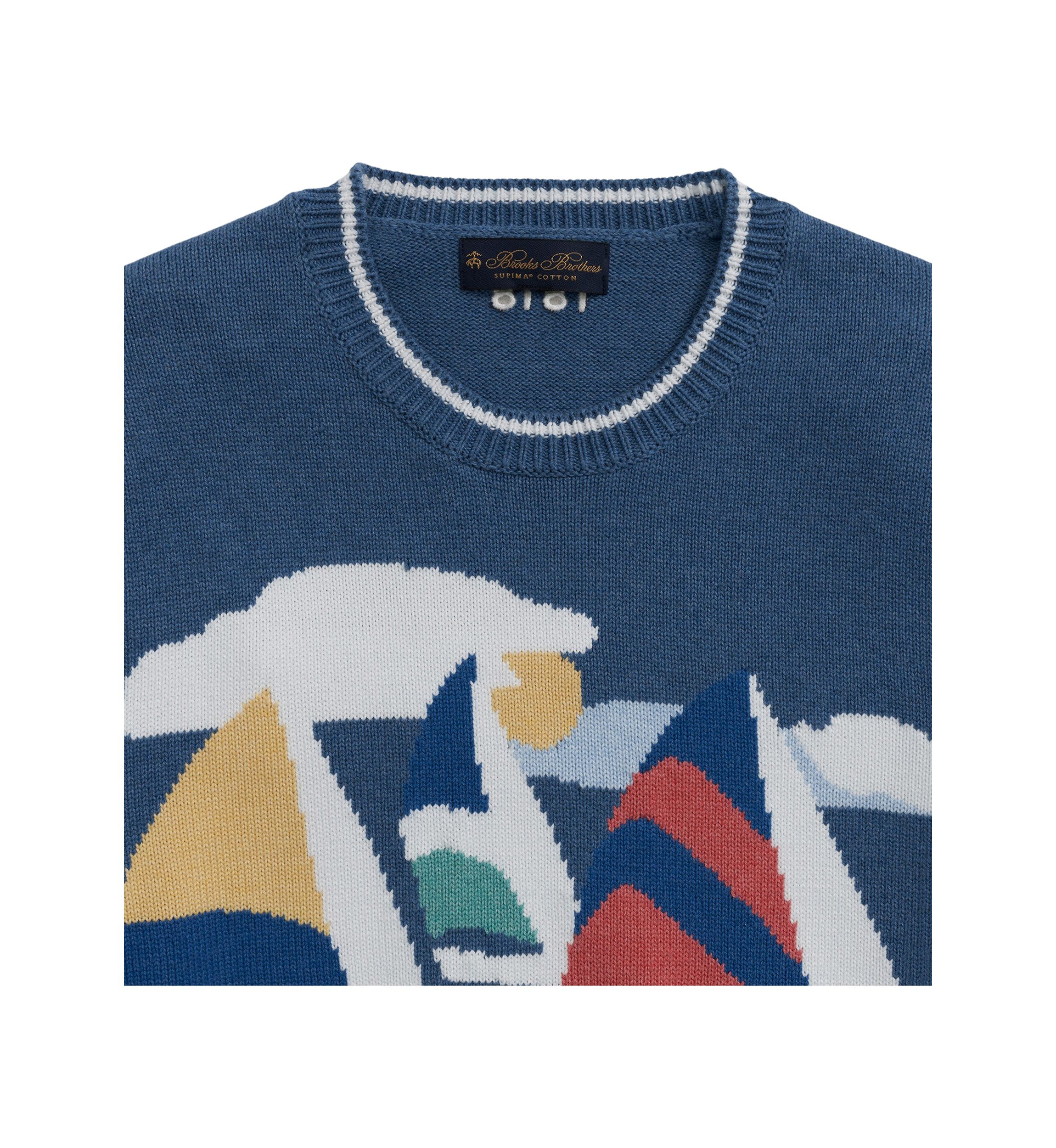 Vintage-Inspired Intarsia Sailboat Sweater In Supima Cotton