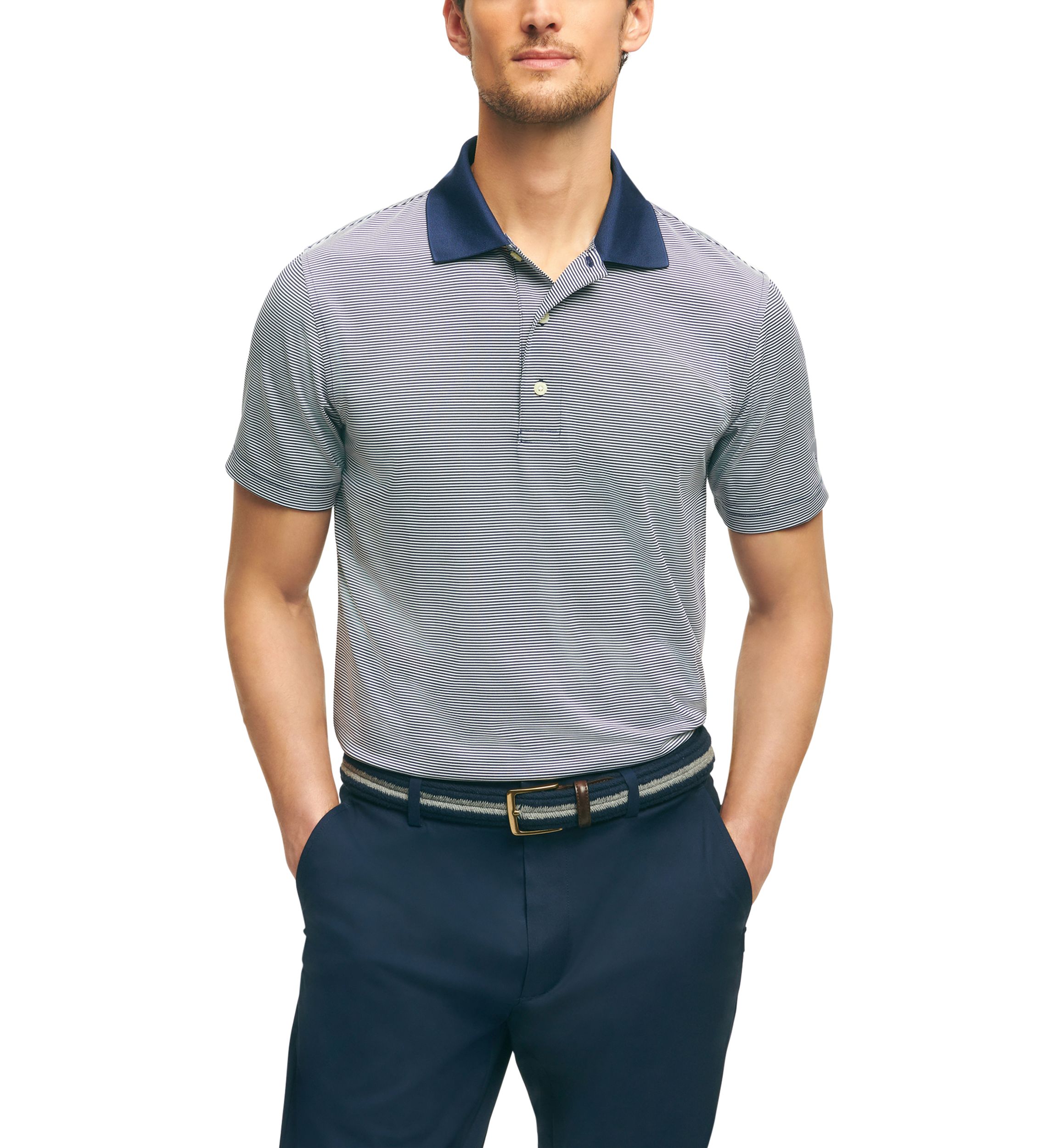 Mens Performance Series Micro Stripe Jersey Polo Shirt
