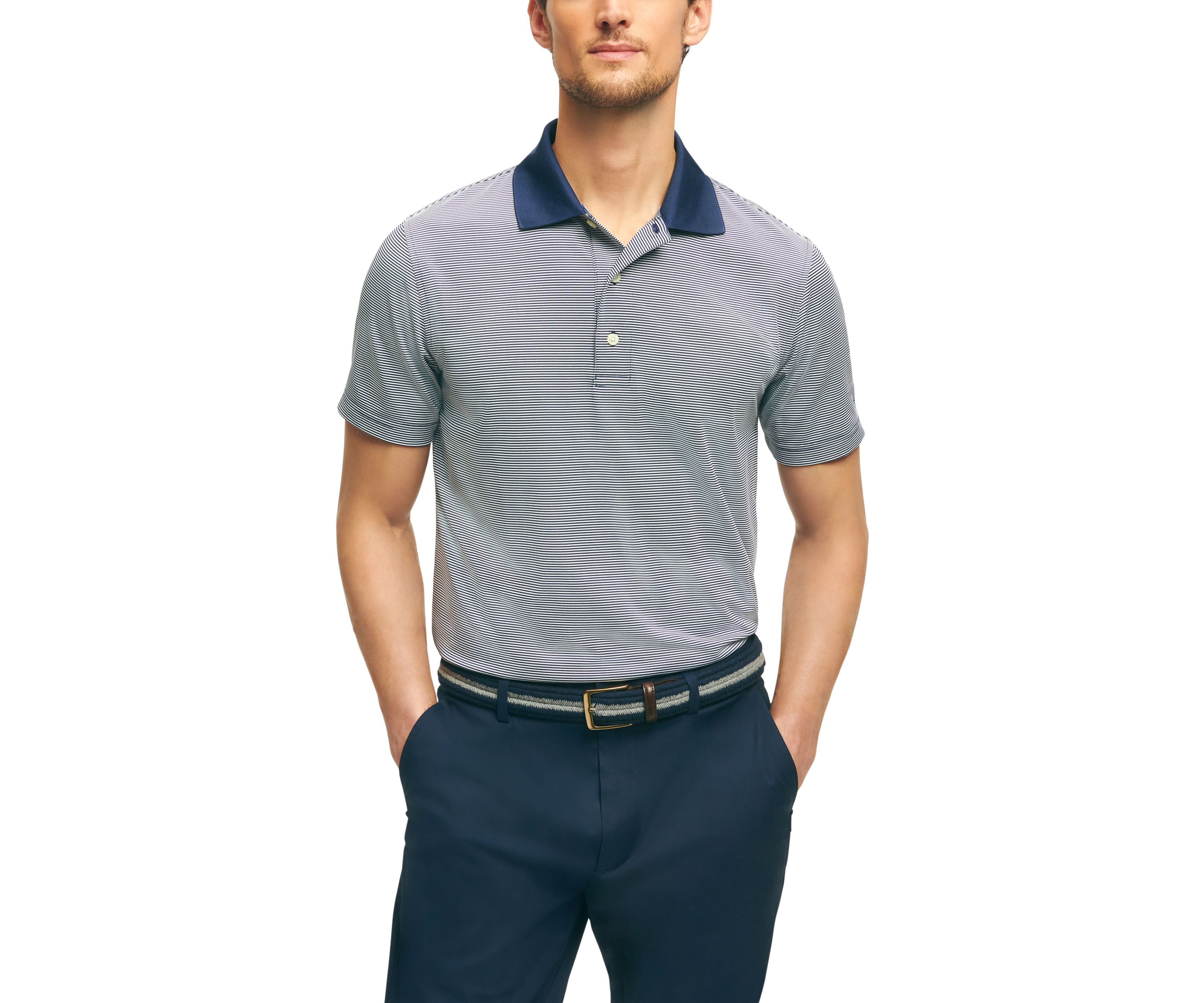 Mens Performance Series Micro Stripe Jersey Polo Shirt