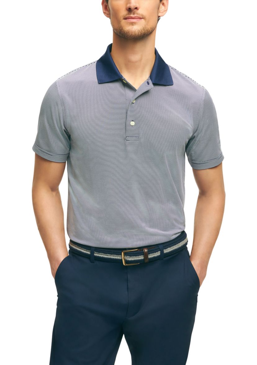 Mens Performance Series Micro Stripe Jersey Polo Shirt