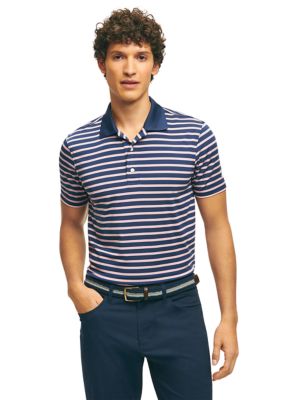 Brooks Brothers Men's Golf Performance Stripe Jersey Polo Shirt