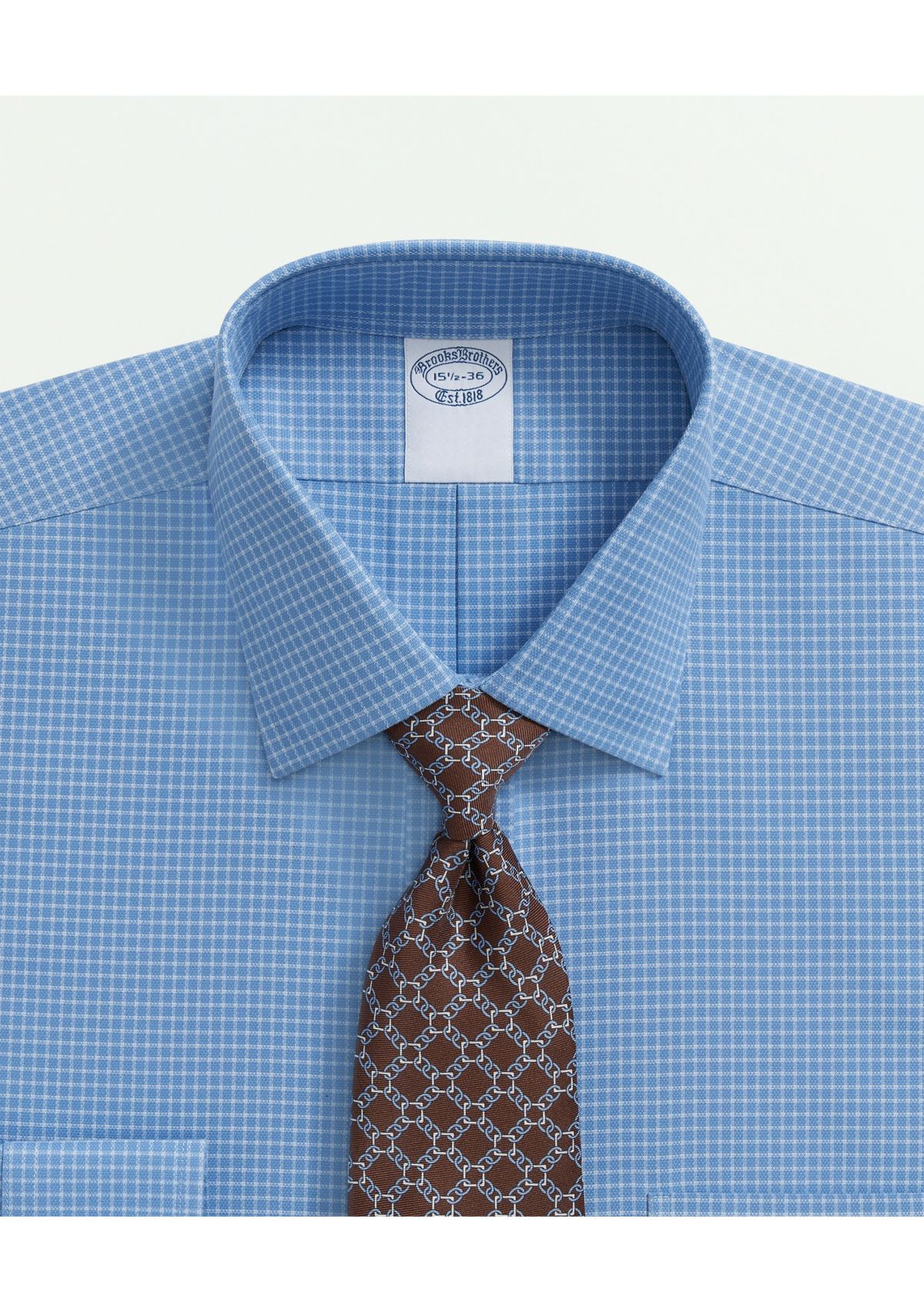 Stretch Supima® Cotton Non-Iron Royal Oxford Ainsley Collar, Windowpane Dress Shirt