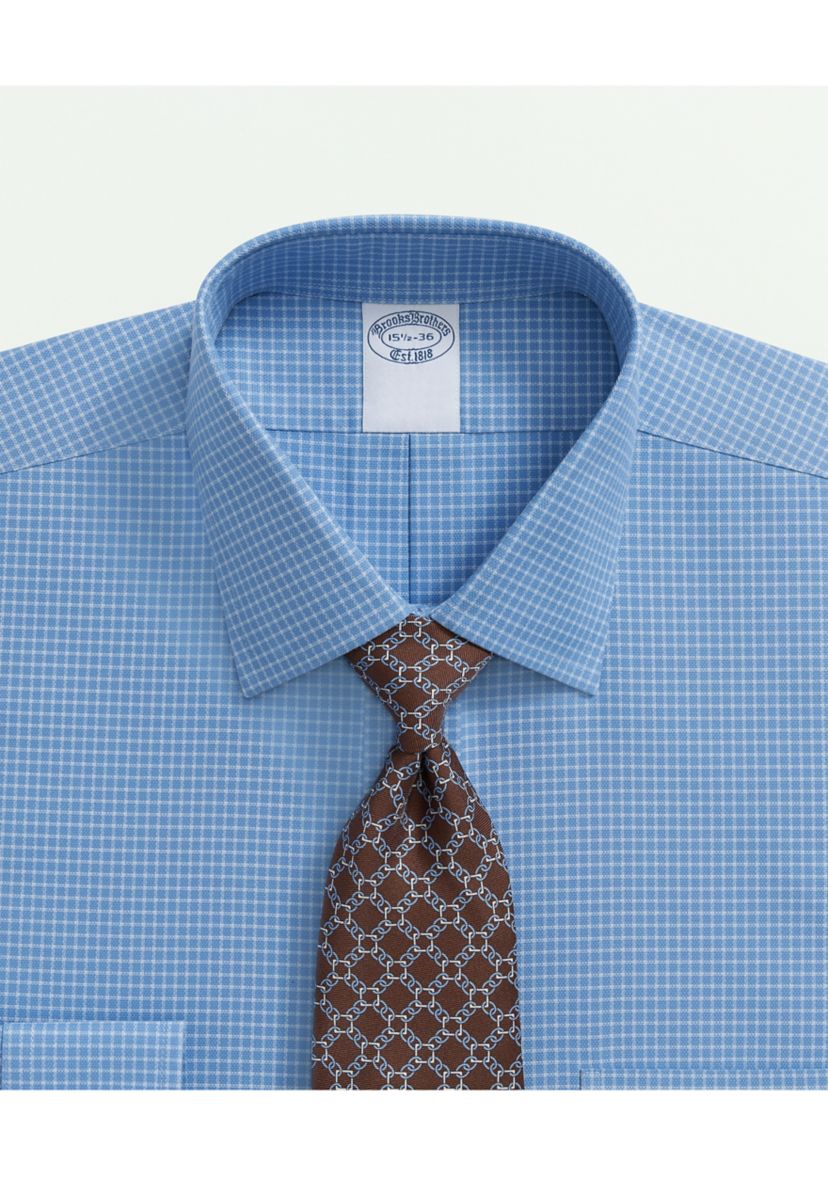 Stretch Supima® Cotton Non-Iron Royal Oxford Ainsley Collar, Windowpane Dress Shirt