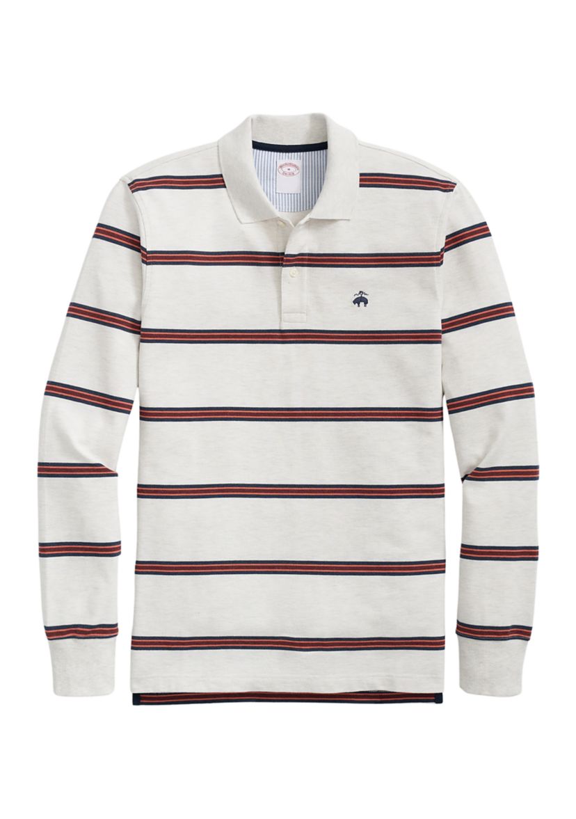 Mens Long Sleeve Piqué Knit Polo Shirt