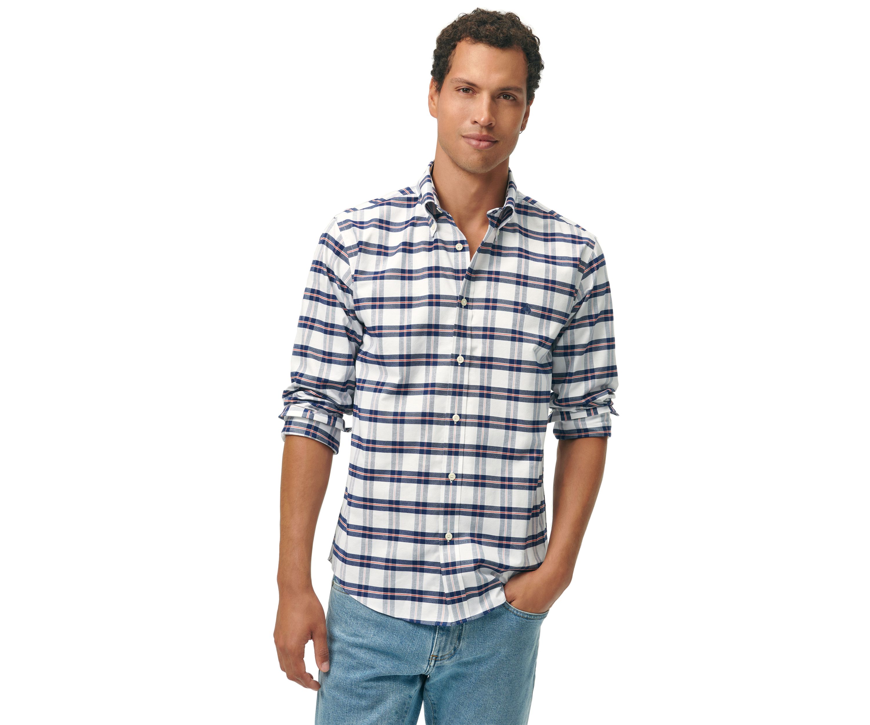 Mens Plaid Printed Button Down Shirt