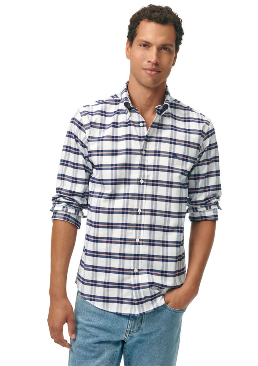 Mens Plaid Printed Button Down Shirt