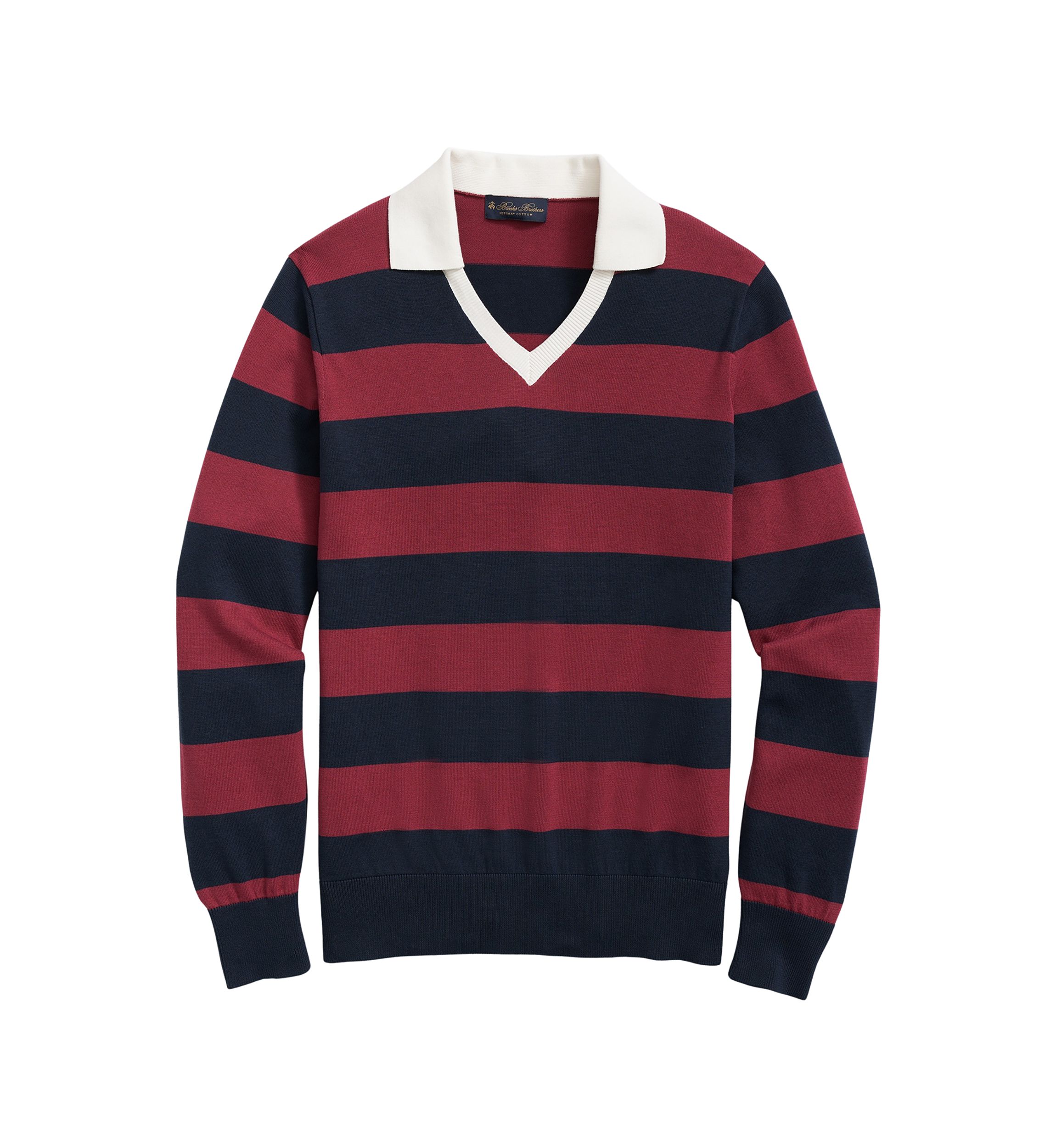	  Johnny Collar Polo Sweater In Rugby Stripe Supima Cotton 