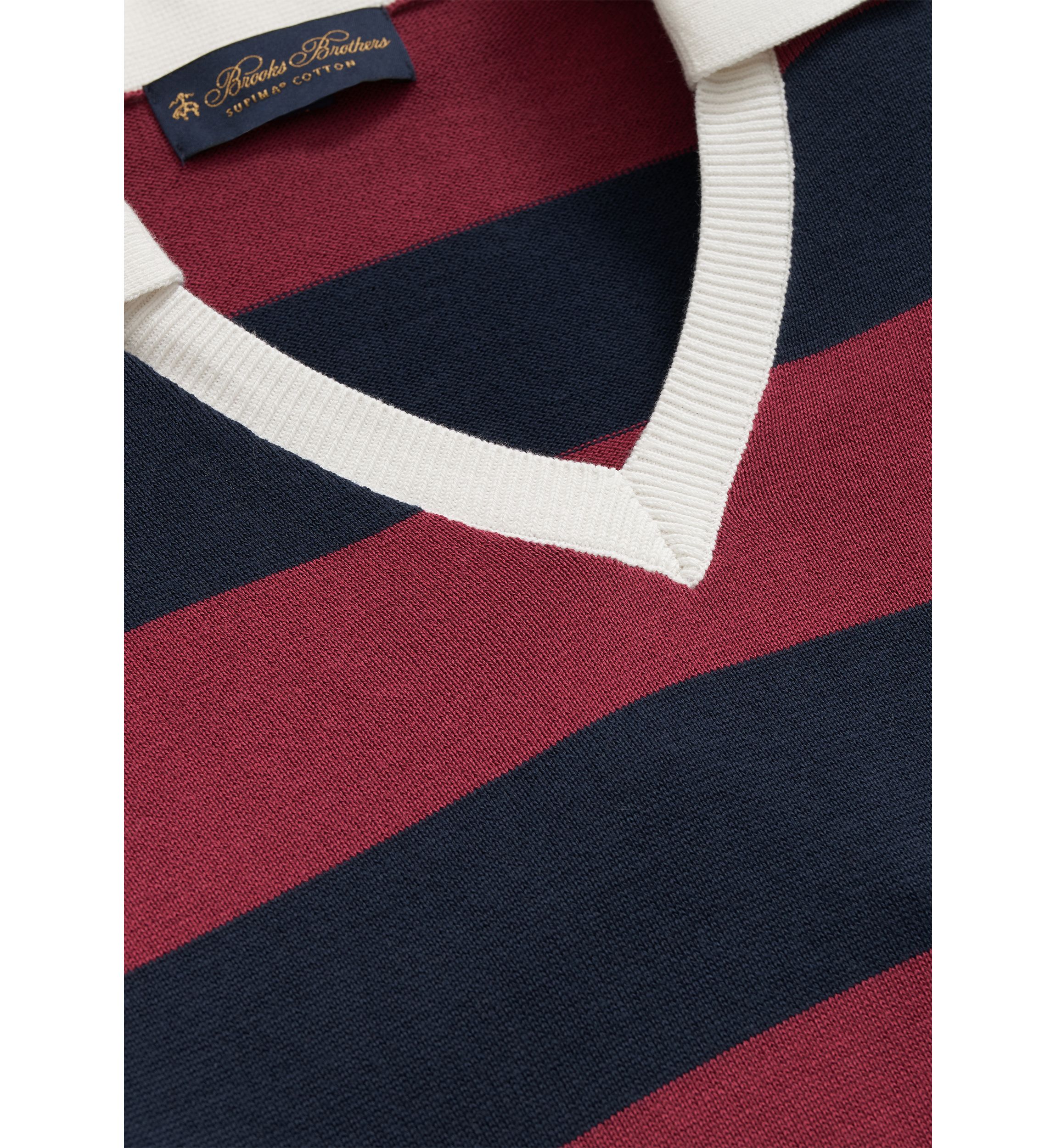 	  Johnny Collar Polo Sweater In Rugby Stripe Supima Cotton 
