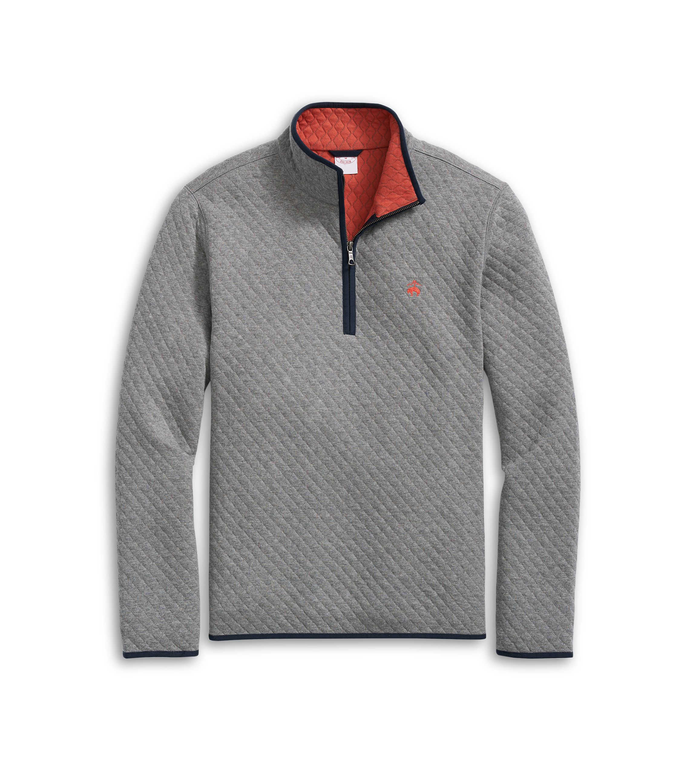 Diamond-Quilted Half-Zip in Cotton Blend