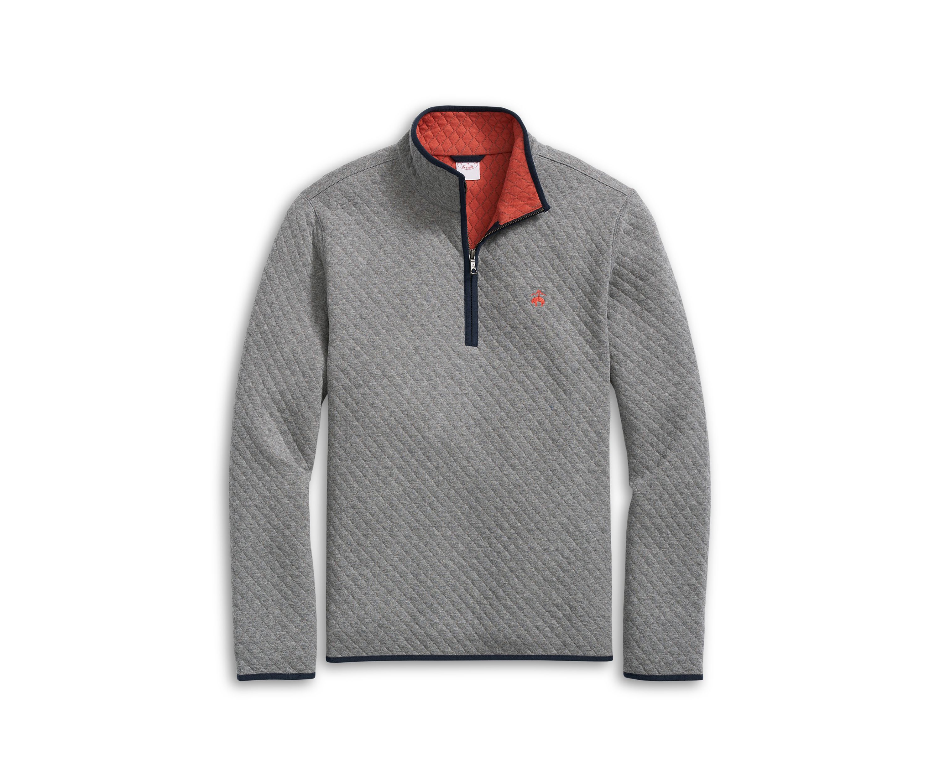 Diamond-Quilted Half-Zip in Cotton Blend