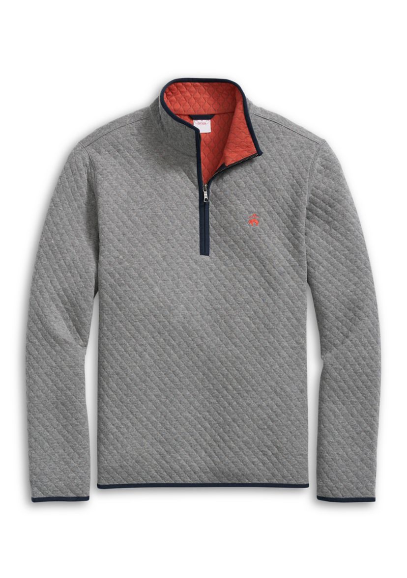 Diamond-Quilted Half-Zip in Cotton Blend