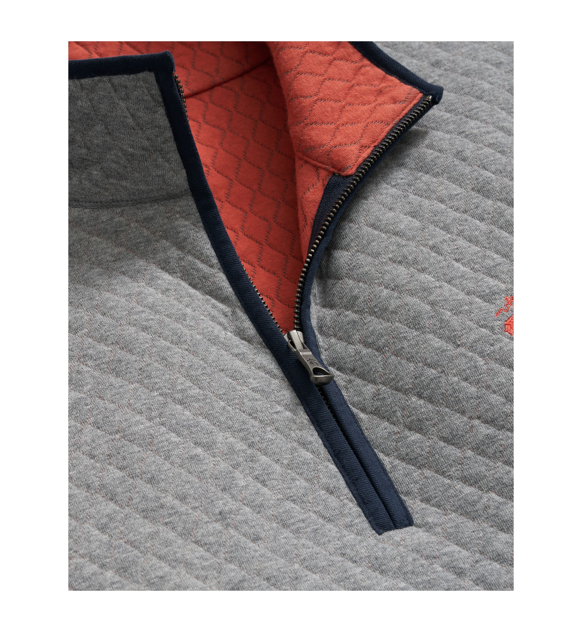 Diamond-Quilted Half-Zip in Cotton Blend